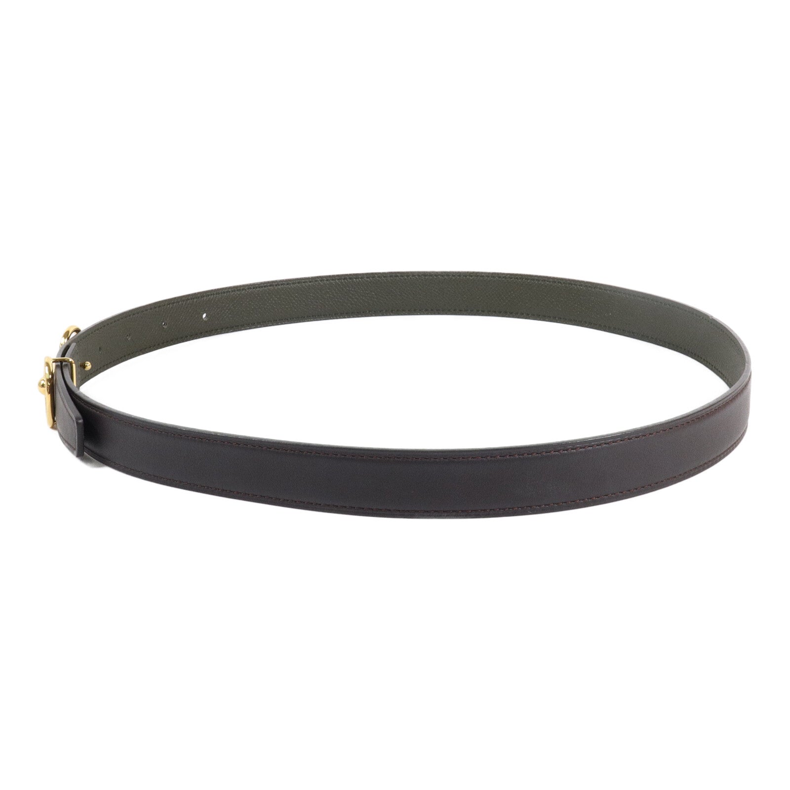 HERMES Swift/Epsom皮革Heritage Belt Buckle & 24mm Strap皮帶Ebene/Vert Anglais