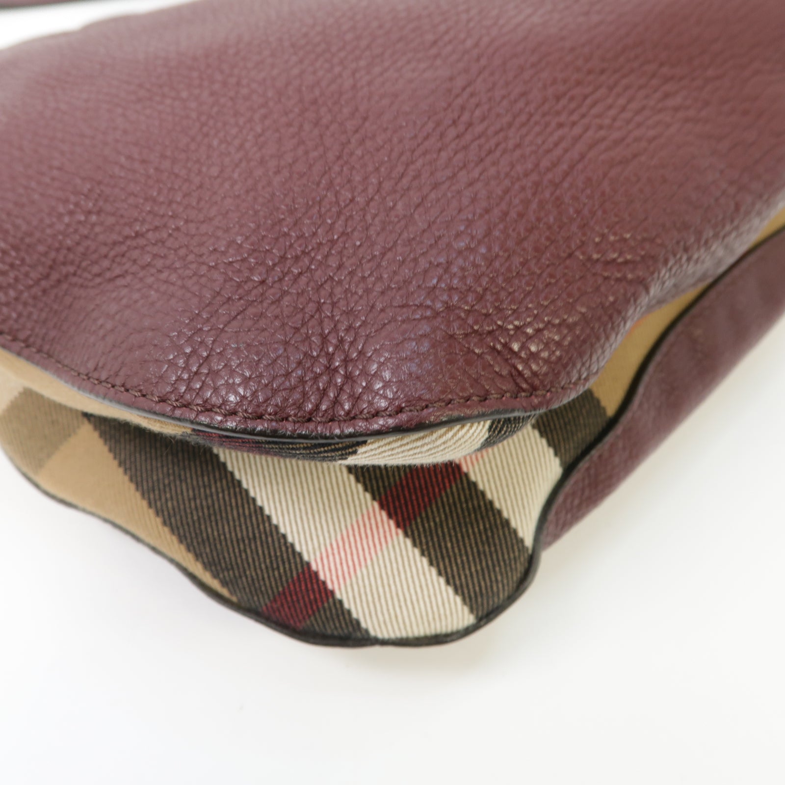 BURBERRY 牛皮皮革Shoulder Bag金扣肩背袋酒紅色