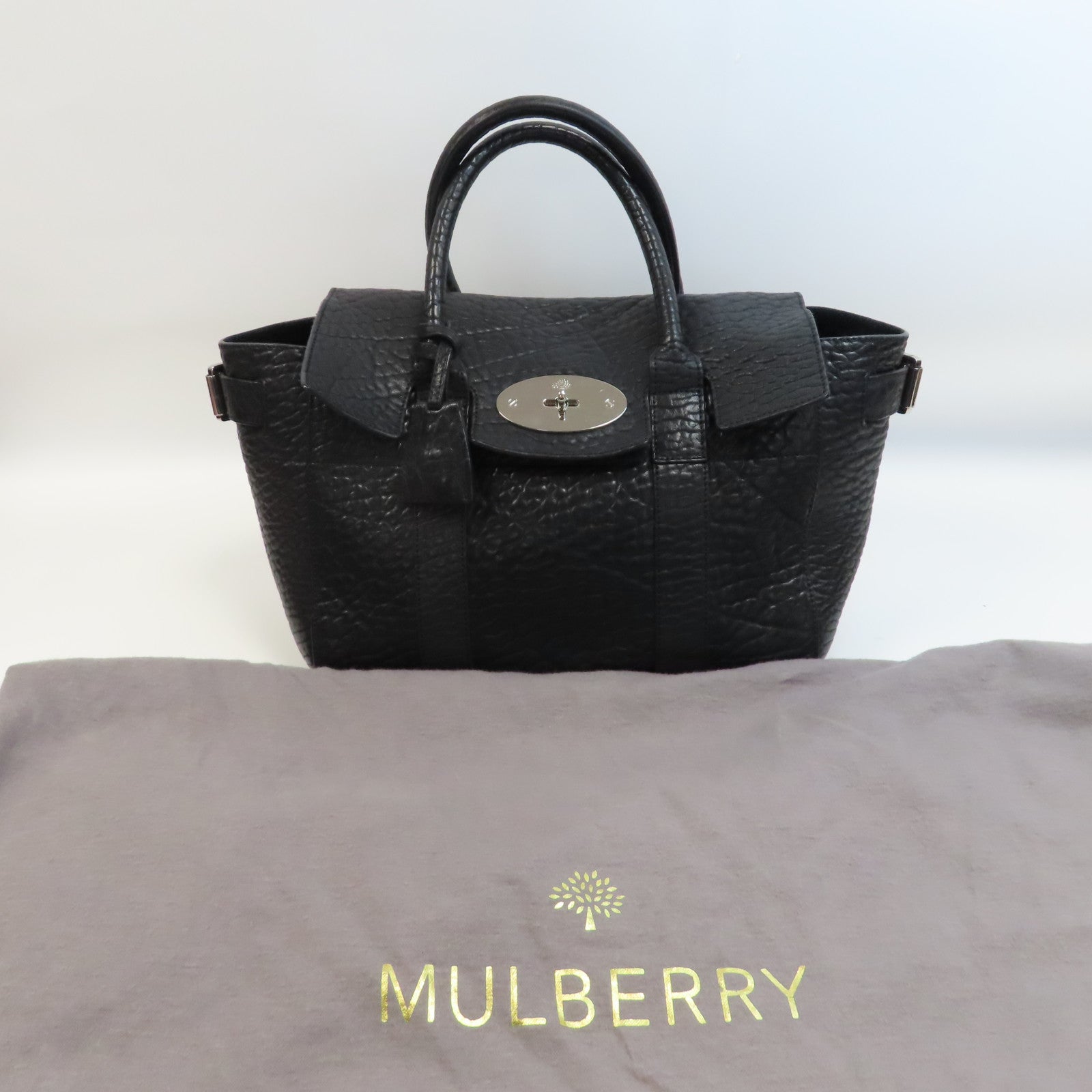 MULBERRY 【激減優惠】牛皮皮革Icon Bag銀扣手挽袋黑色