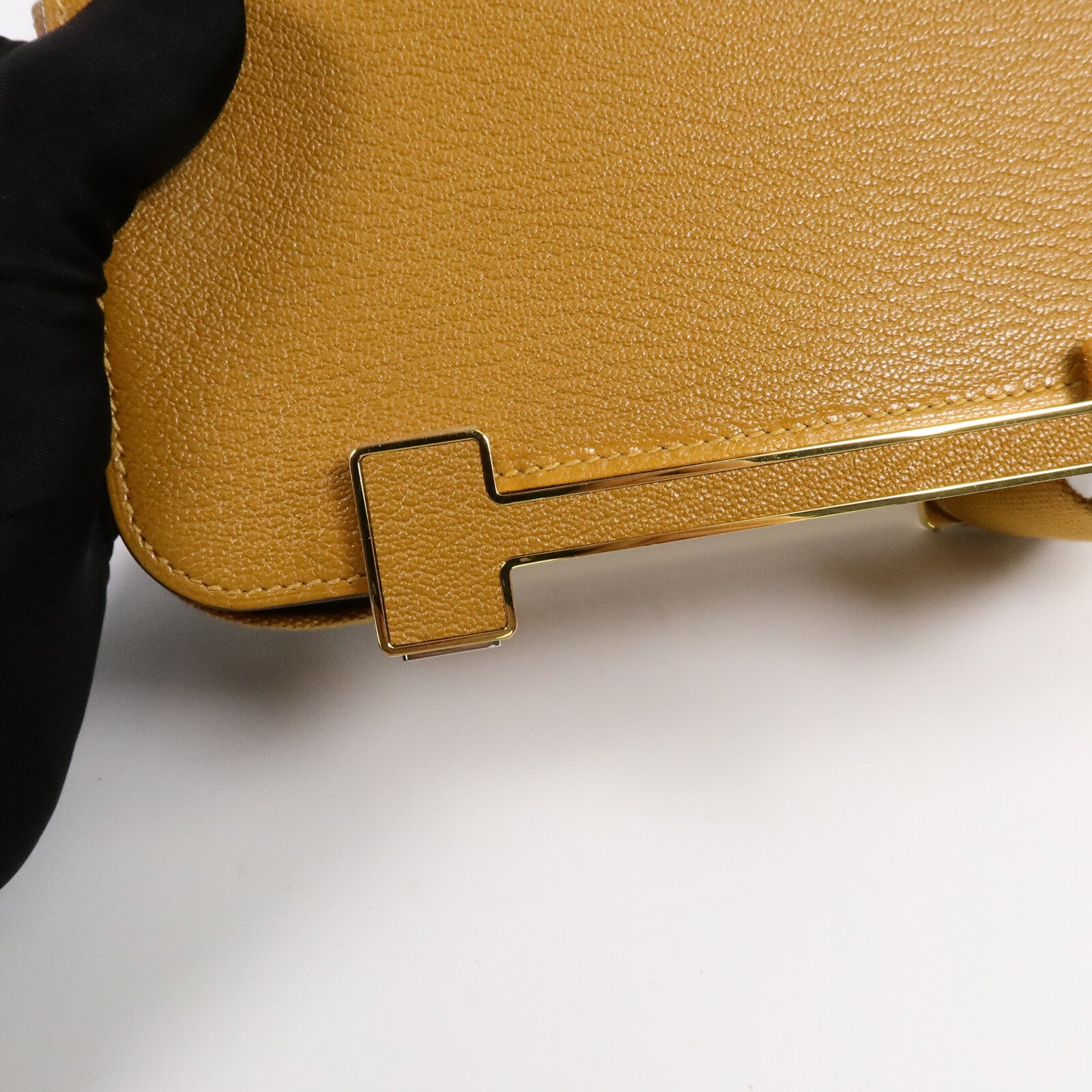 HERMES Chevre皮革Geta肩背袋Caramel