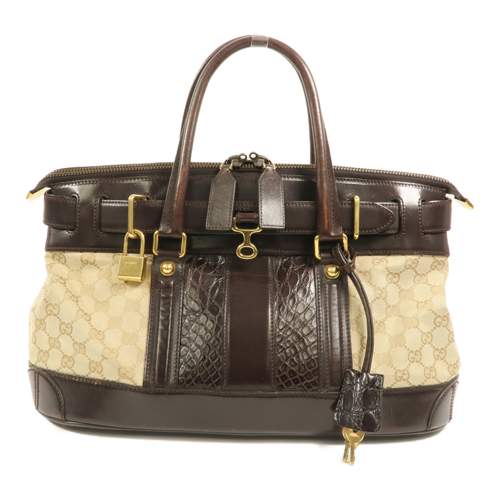 GUCCI 帆布/牛皮皮革Hand Bag手挽袋