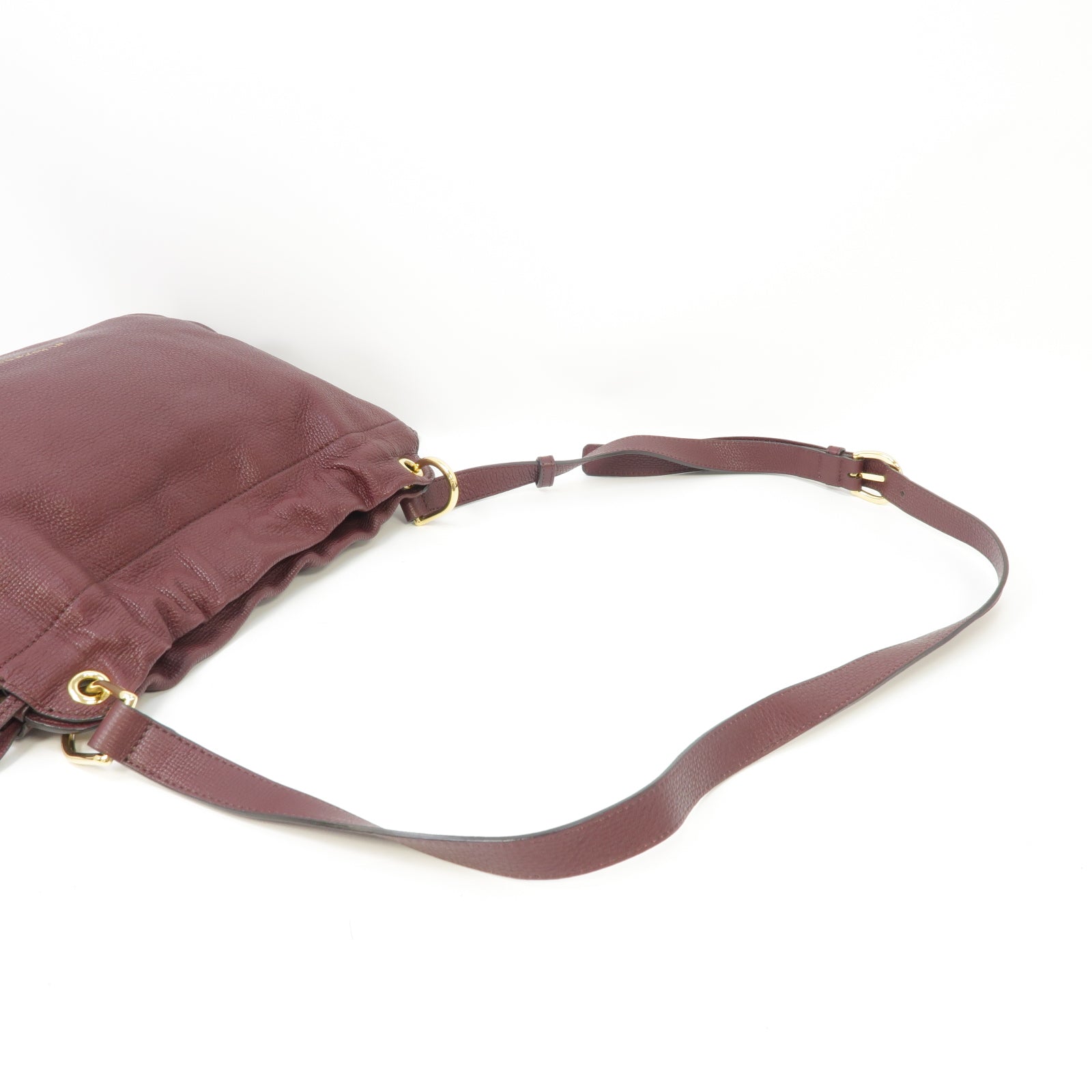 BURBERRY 牛皮皮革Shoulder Bag金扣肩背袋酒紅色