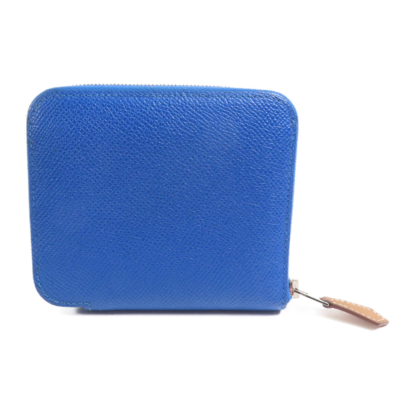 HERMES Epsom皮革Silk Wallet銀扣錢包Bleu Electrique