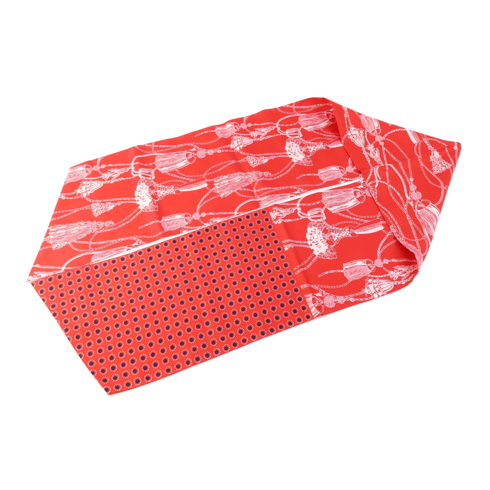 HERMES 絲質Maxi Twilly絲巾White/Red