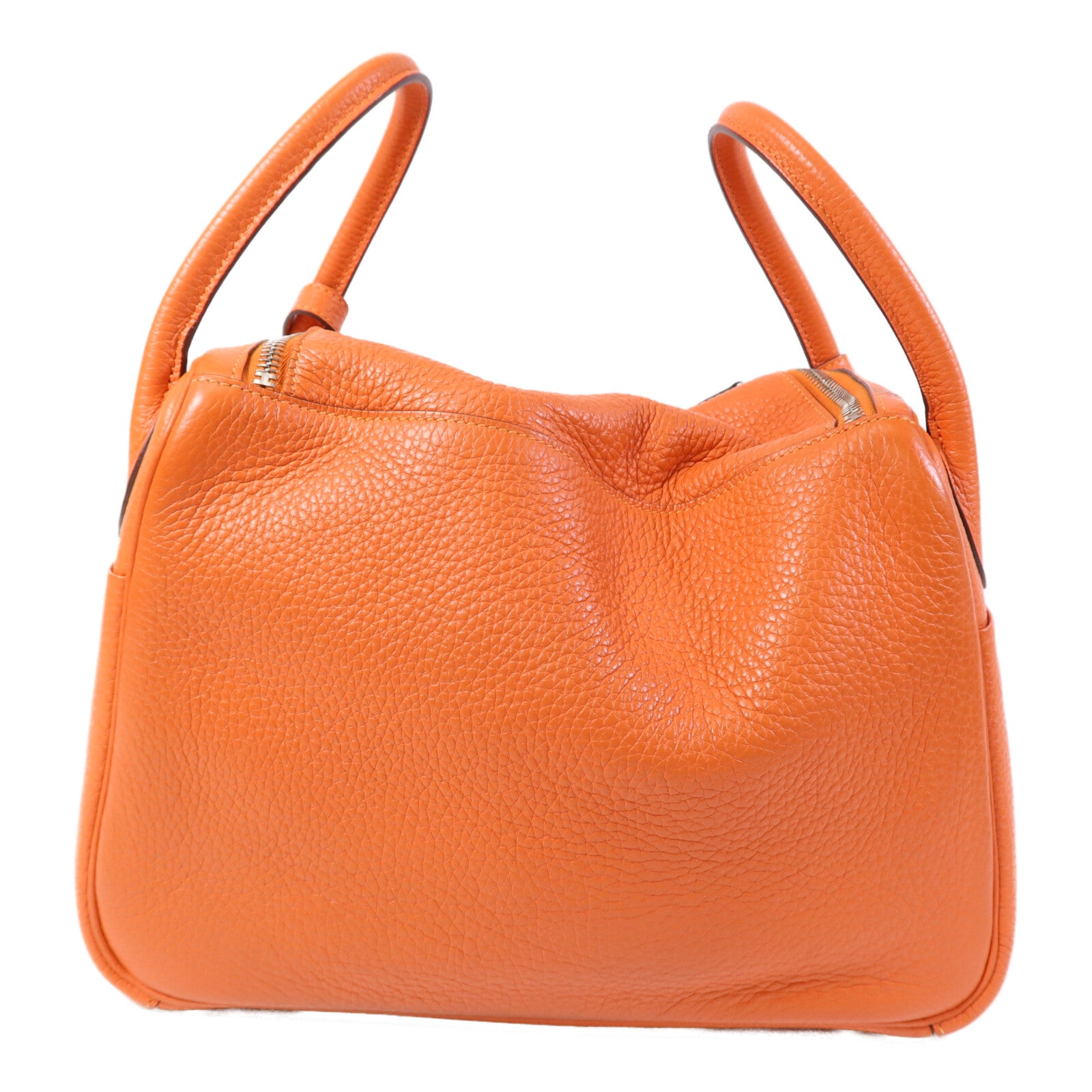 HERMES Clemence皮革Lindy 30銀扣手挽肩背兩用袋Orange