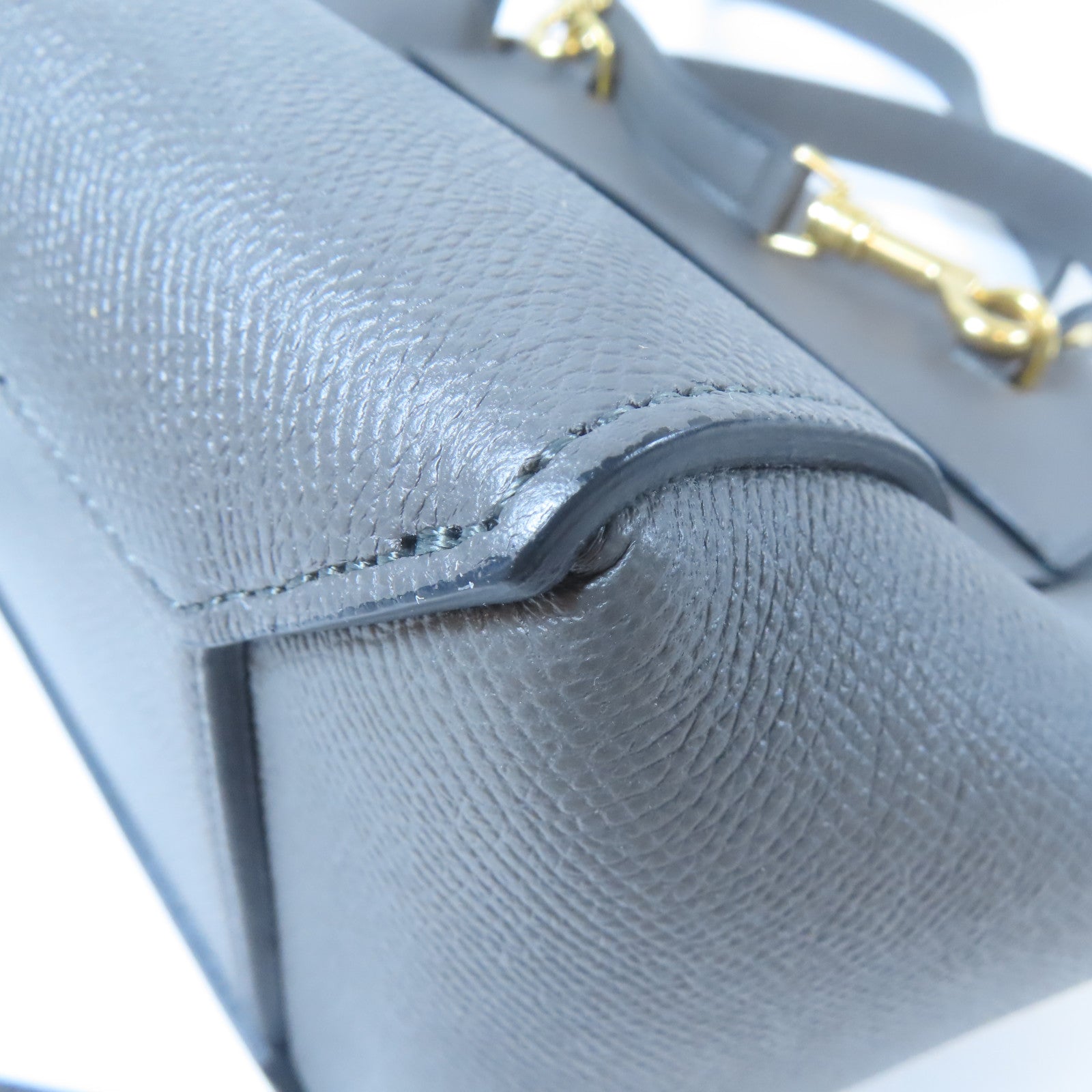 CELINE 牛皮皮革Belt Bag金扣手挽肩背兩用袋灰色