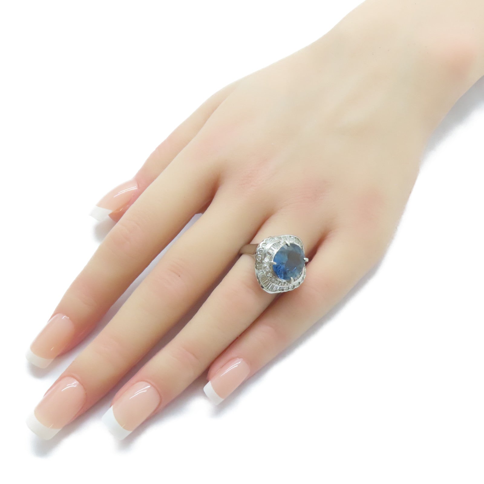 JEWELRY PT900鉑金Topaz Ring 5.41ct拓帕石/1.35ct鑚石戒指US#7