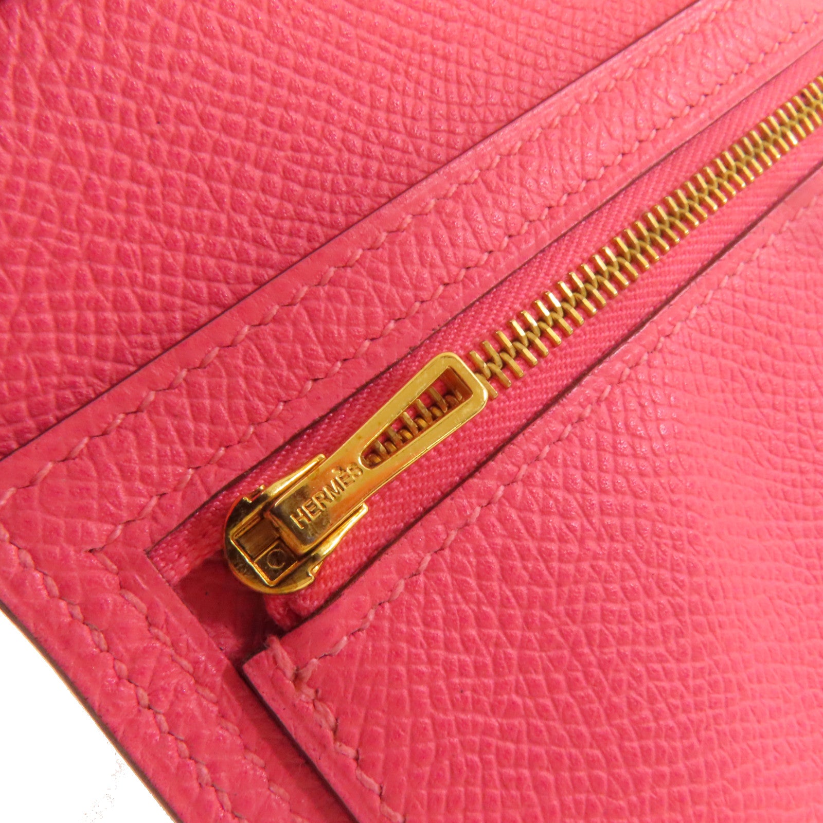 HERMES **【激減優惠】Togo皮革Bearn Long Wallet金扣長錢包粉紅色