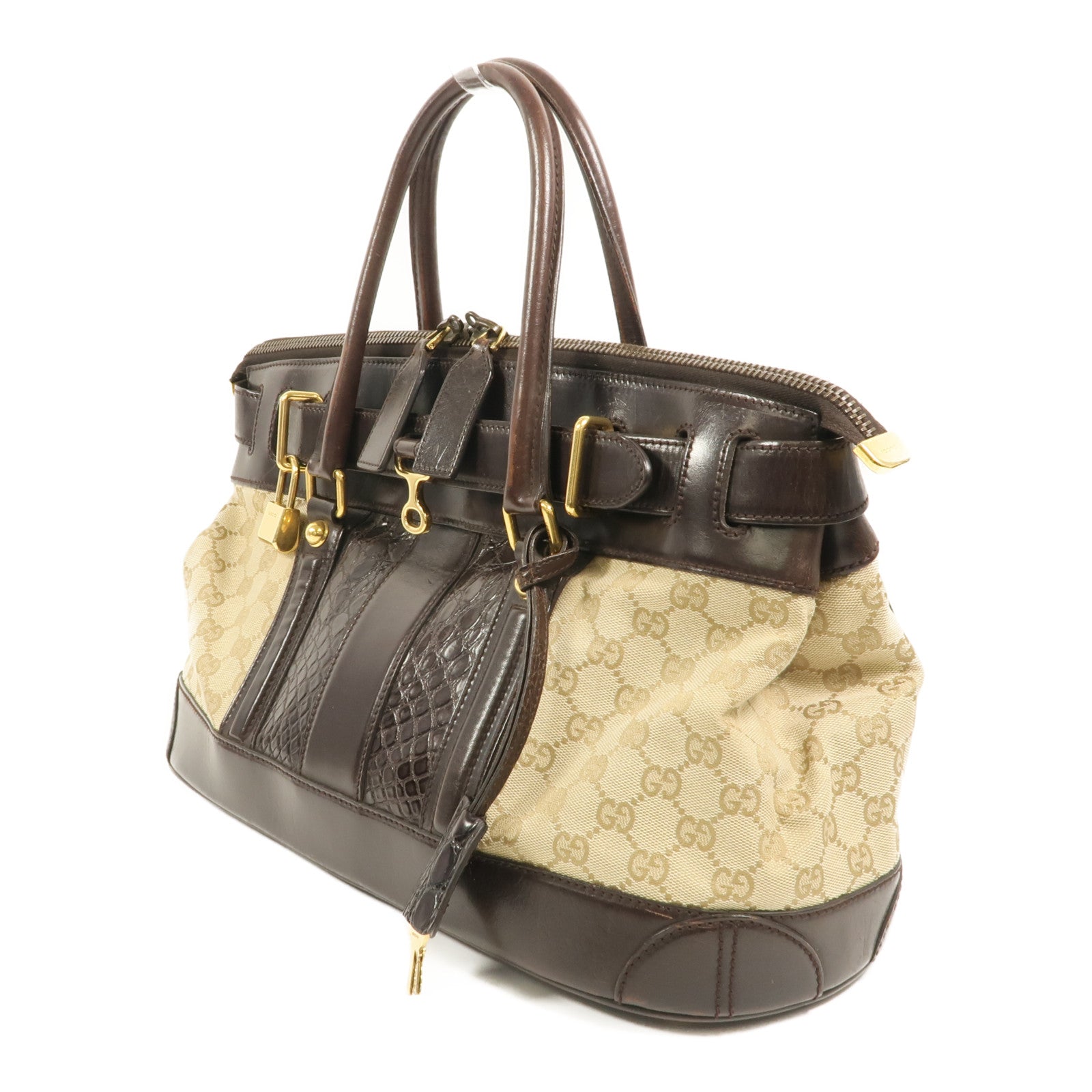 GUCCI 帆布/牛皮皮革Hand Bag手挽袋