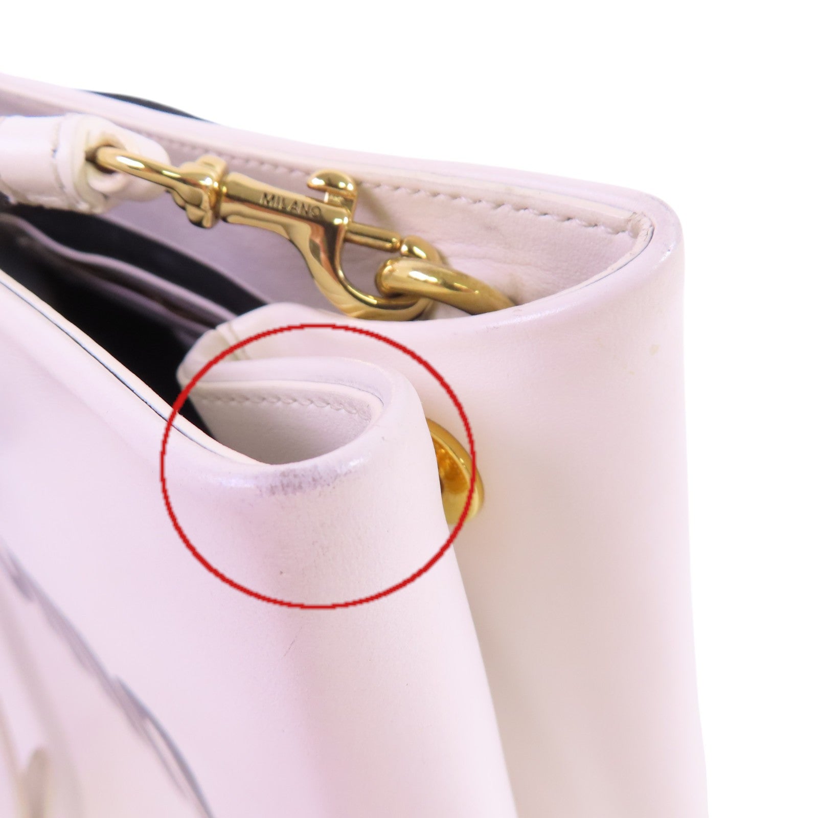 MOSCHINO 【激減優惠】牛皮皮革2Way Tote Bag金扣手挽肩背兩用袋白色