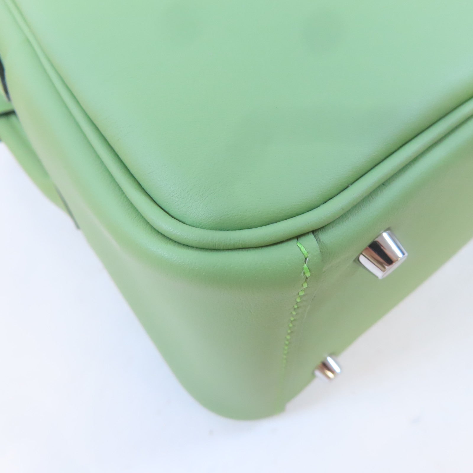 HERMES【激減優惠】 Swift皮革Mini Lindy銀扣手挽肩背兩用袋Vert Criquet/綠色