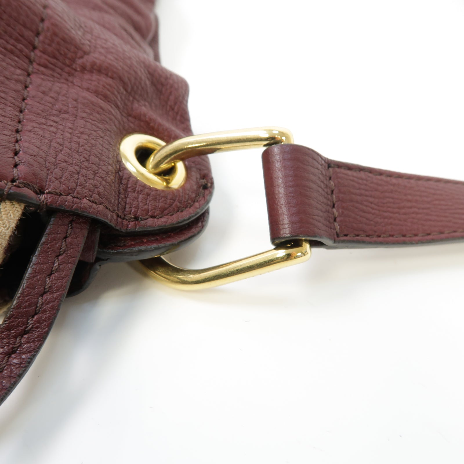 BURBERRY 牛皮皮革Shoulder Bag金扣肩背袋酒紅色
