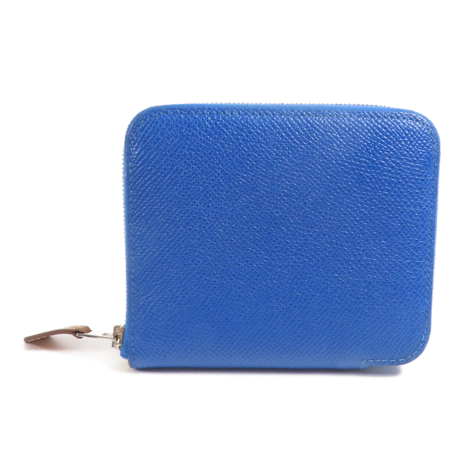 HERMES Epsom皮革Silk Wallet銀扣錢包Bleu Electrique