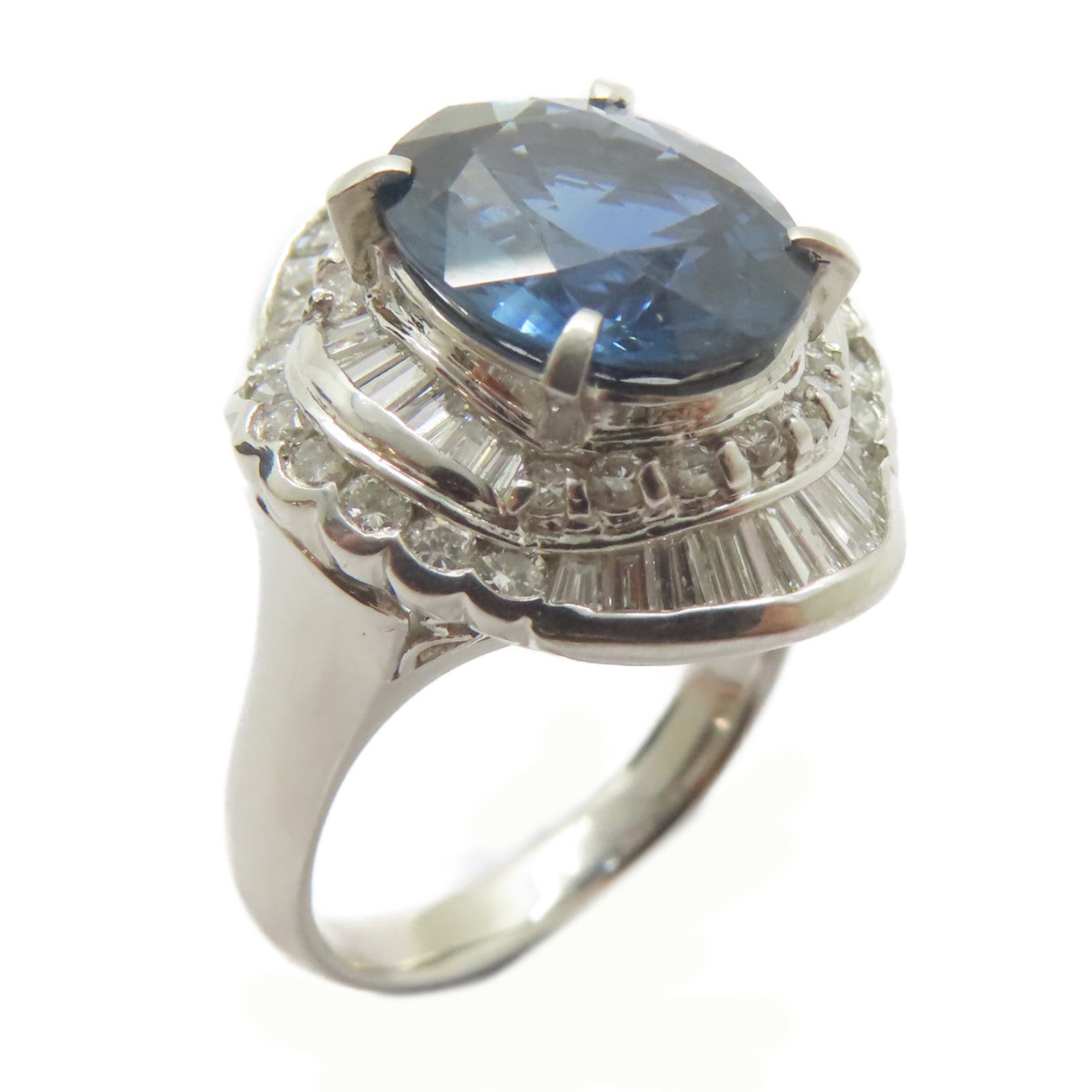 JEWELRY PT900鉑金Topaz Ring 5.41ct拓帕石/1.35ct鑚石戒指US#7