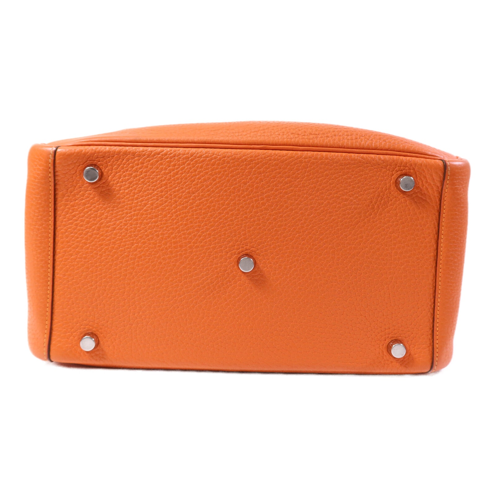 HERMES Clemence皮革Lindy 30銀扣手挽肩背兩用袋Orange