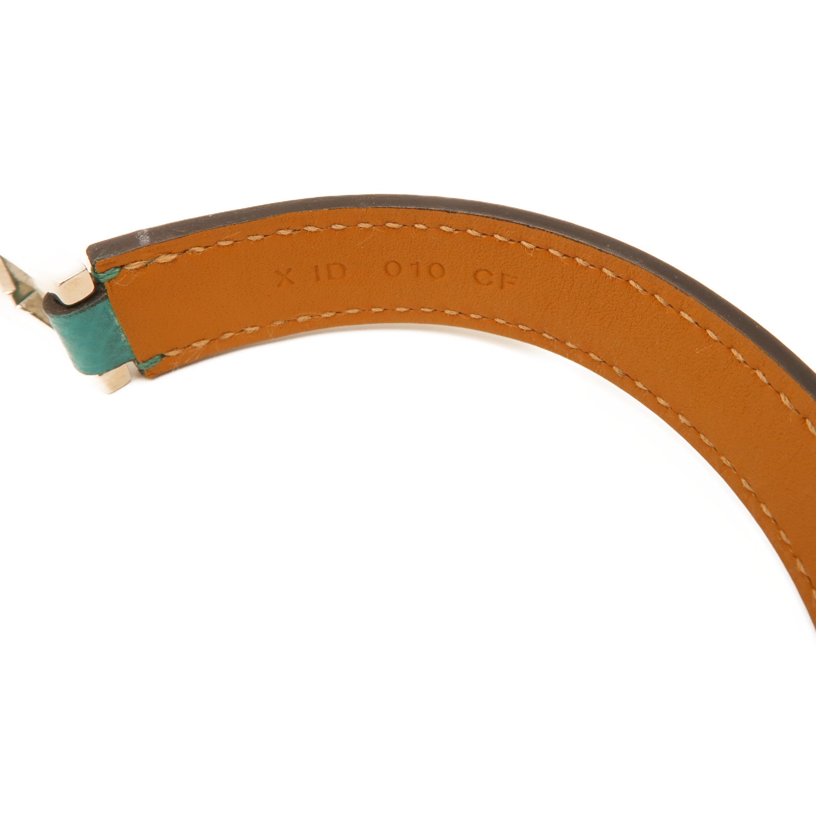 HERMES Epsom皮革Drag Double Bracelet銀扣手鏈Blue