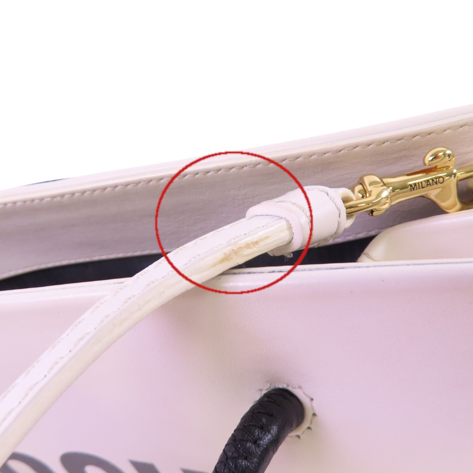 MOSCHINO 牛皮皮革2Way Tote Bag金扣手挽肩背兩用袋白色