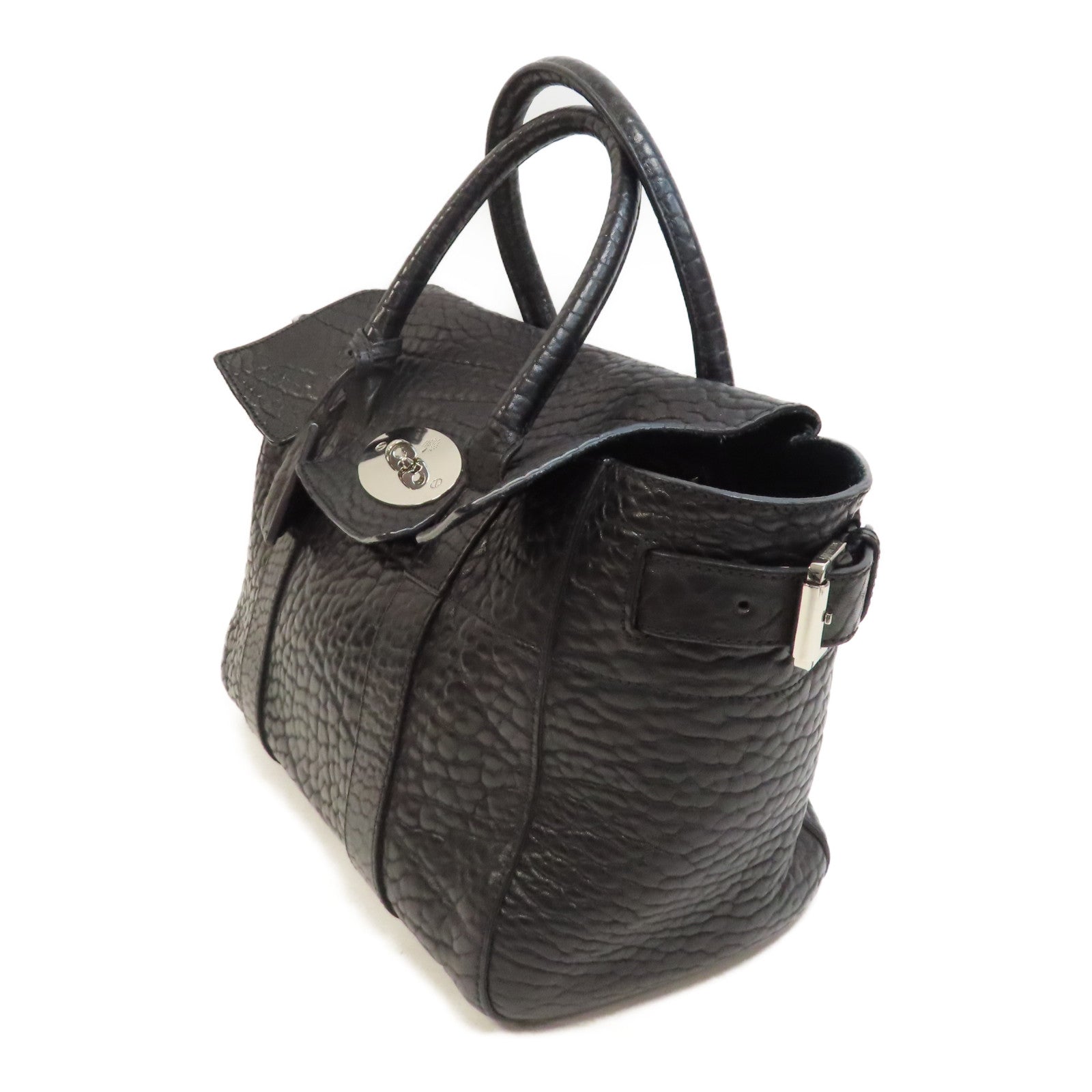 MULBERRY 【激減優惠】牛皮皮革Icon Bag銀扣手挽袋黑色
