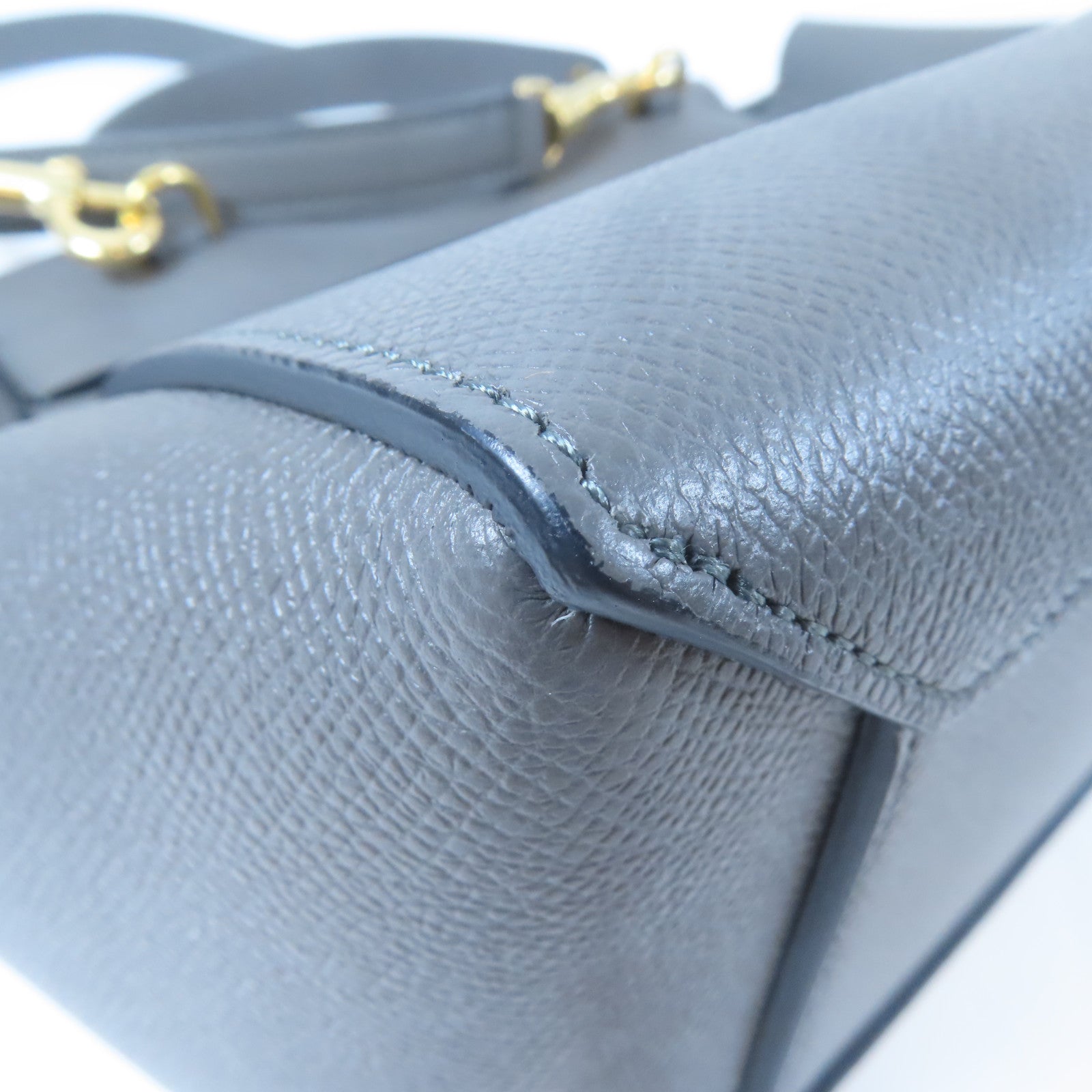 CELINE 牛皮皮革Belt Bag金扣手挽肩背兩用袋灰色