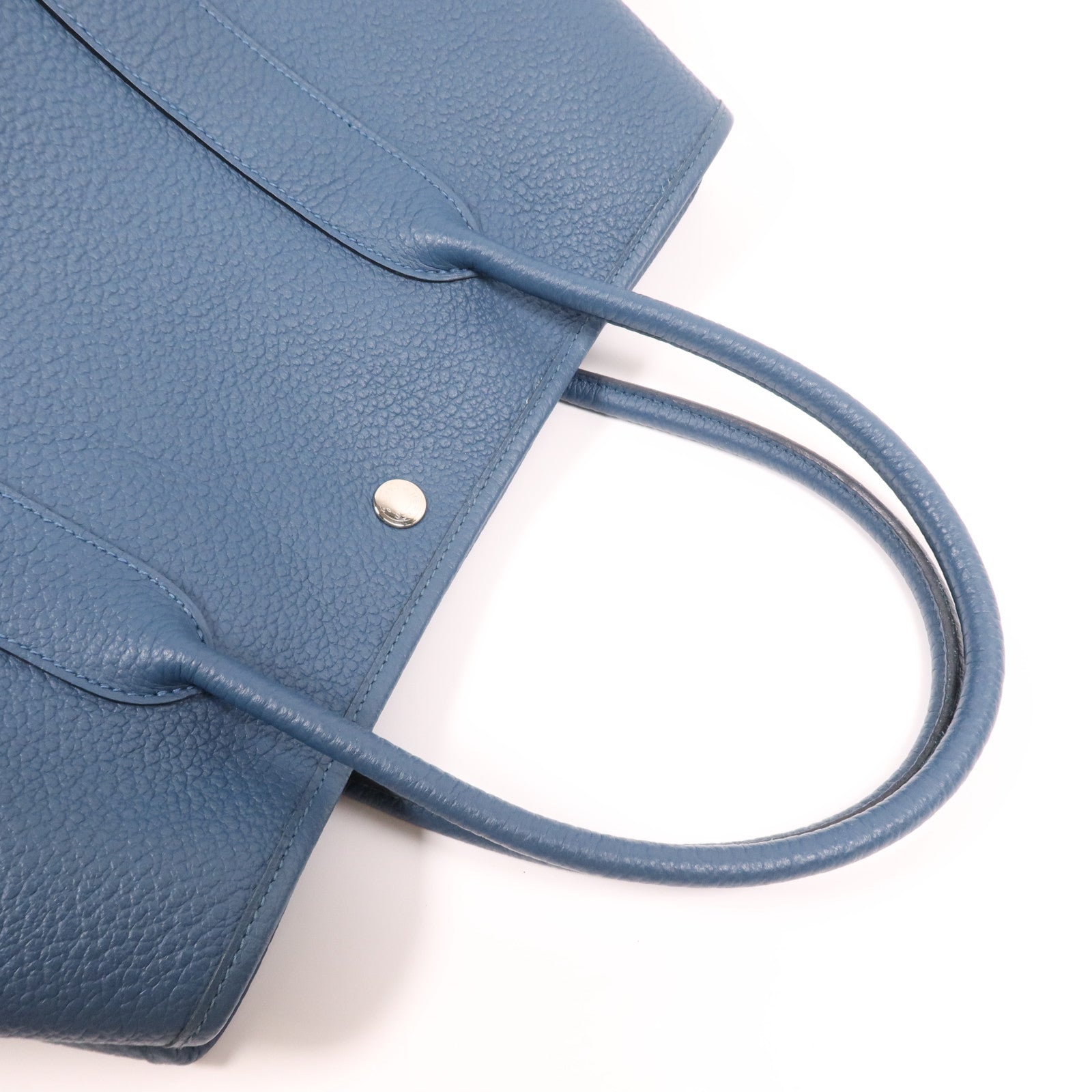 HERMES Negonda皮革Garden Party PM銀扣手挽袋 Bleu Outremer