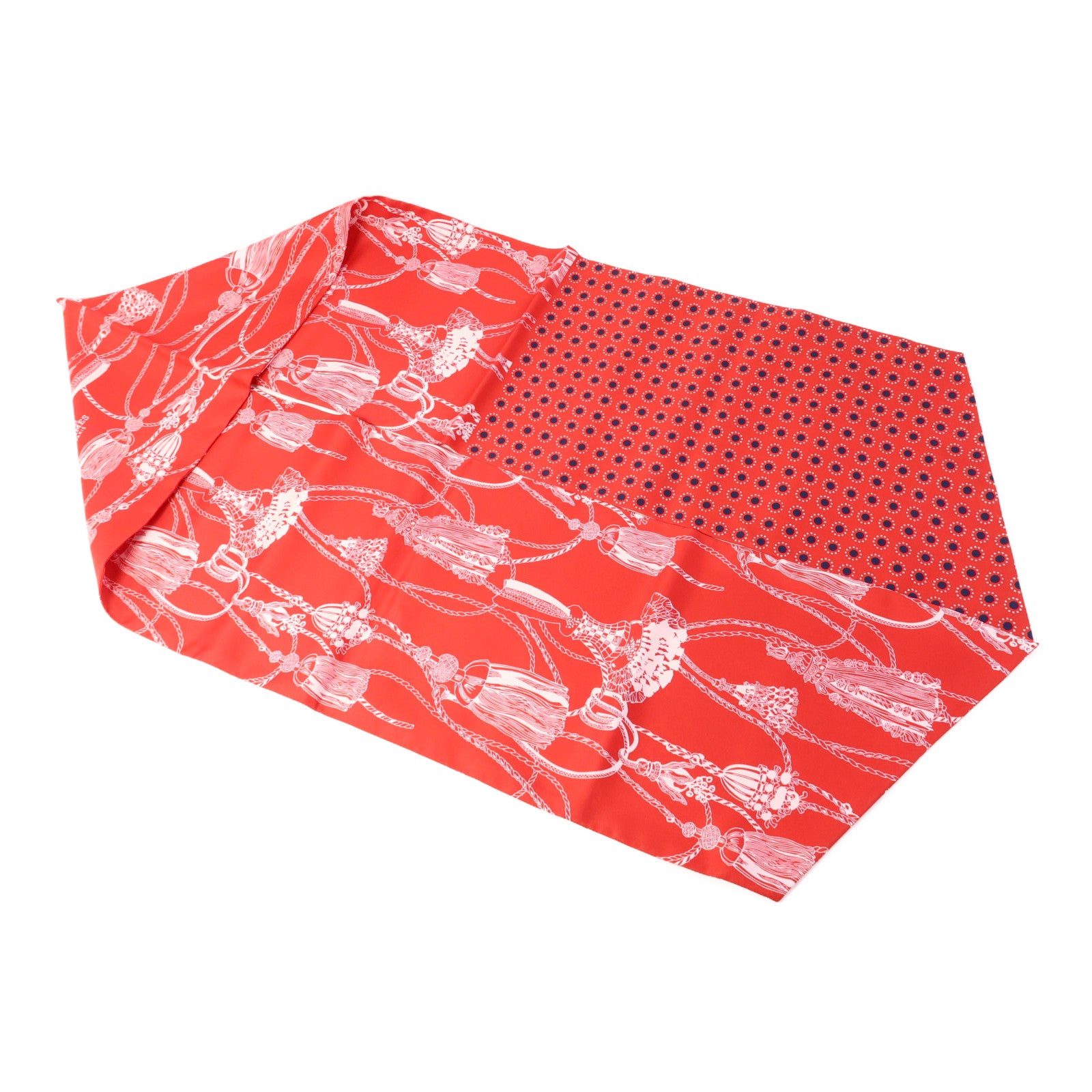 HERMES 絲質Maxi Twilly絲巾White/Red