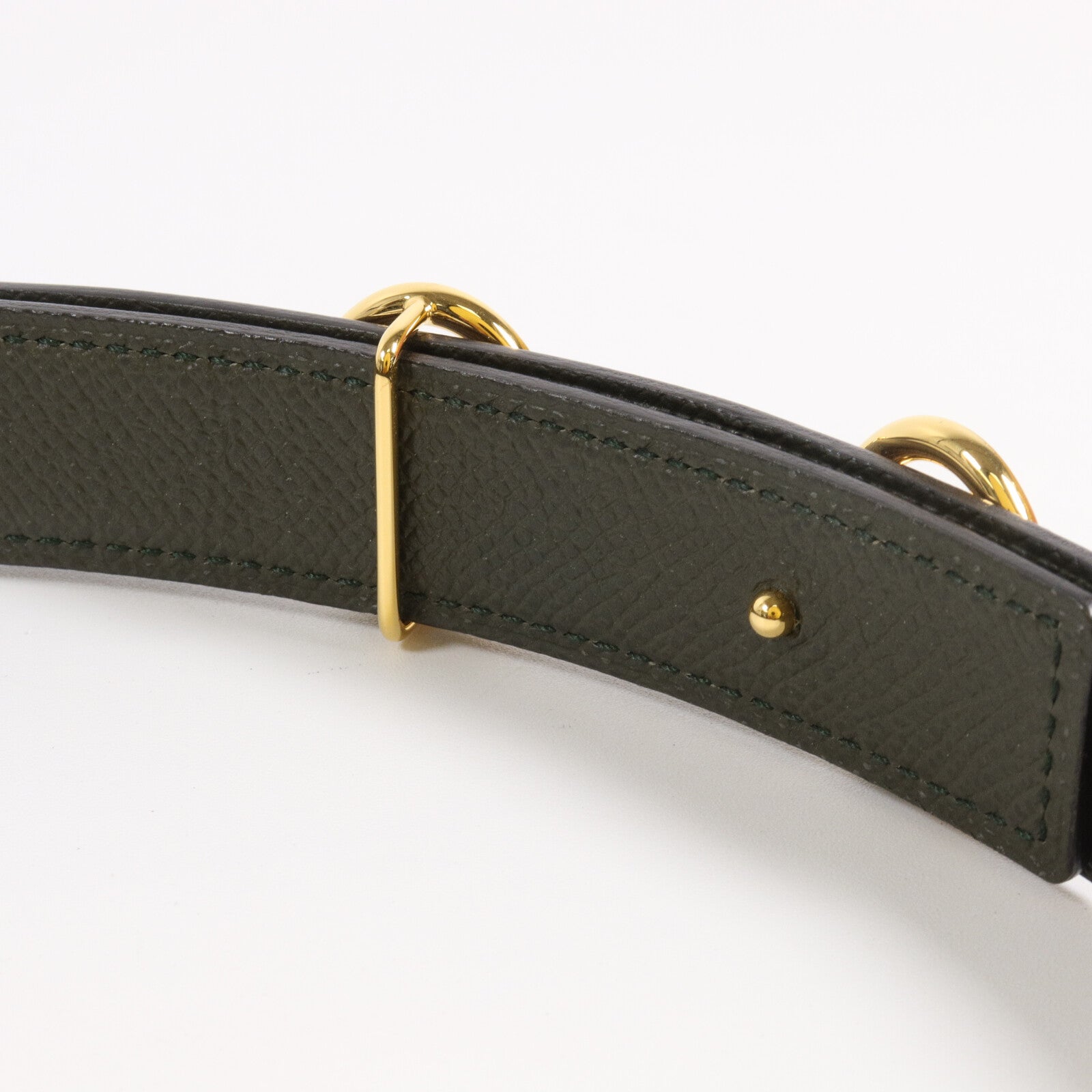 HERMES Swift/Epsom皮革Heritage Belt Buckle & 24mm Strap皮帶Ebene/Vert Anglais