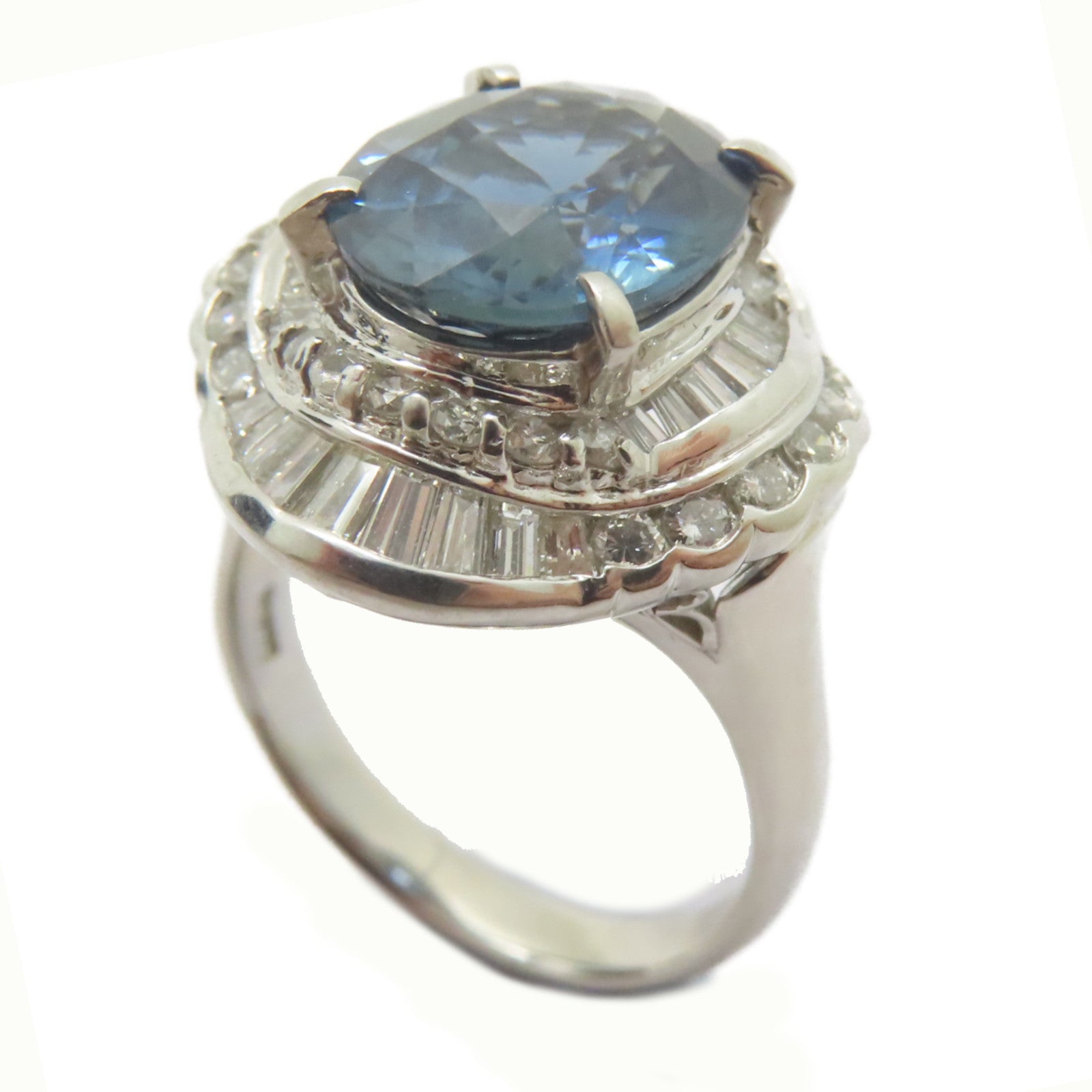 JEWELRY PT900鉑金Topaz Ring 5.41ct拓帕石/1.35ct鑚石戒指US#7