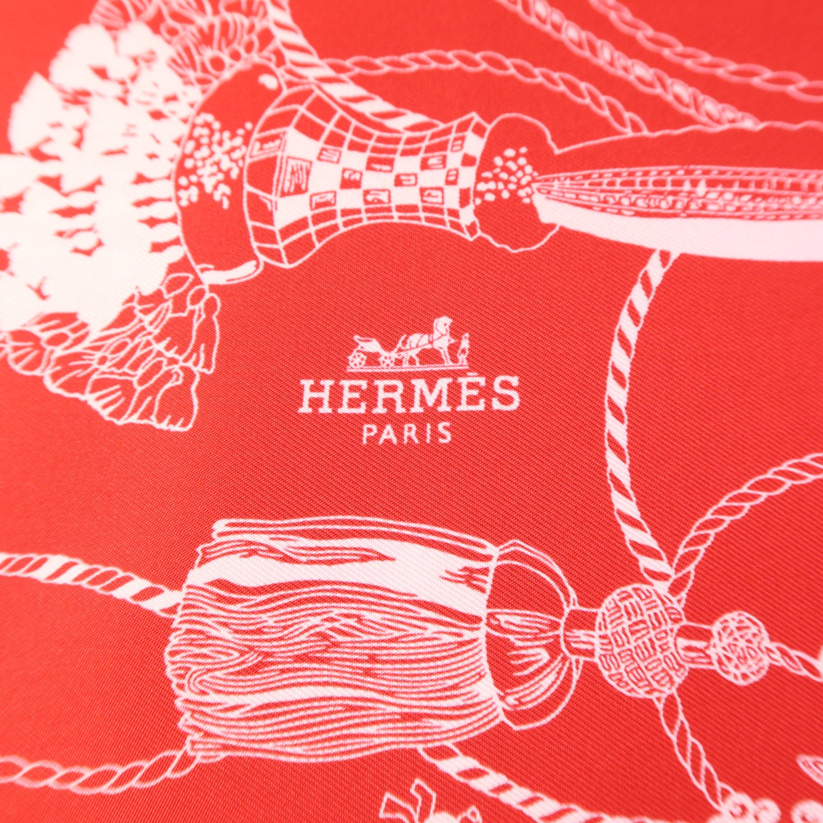 HERMES 絲質Maxi Twilly絲巾White/Red