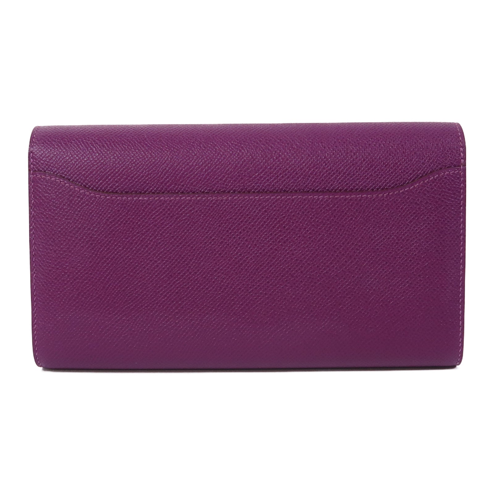 HERMES Epsom皮革Constance Wallet銀扣長錢包Anemone海葵紫色