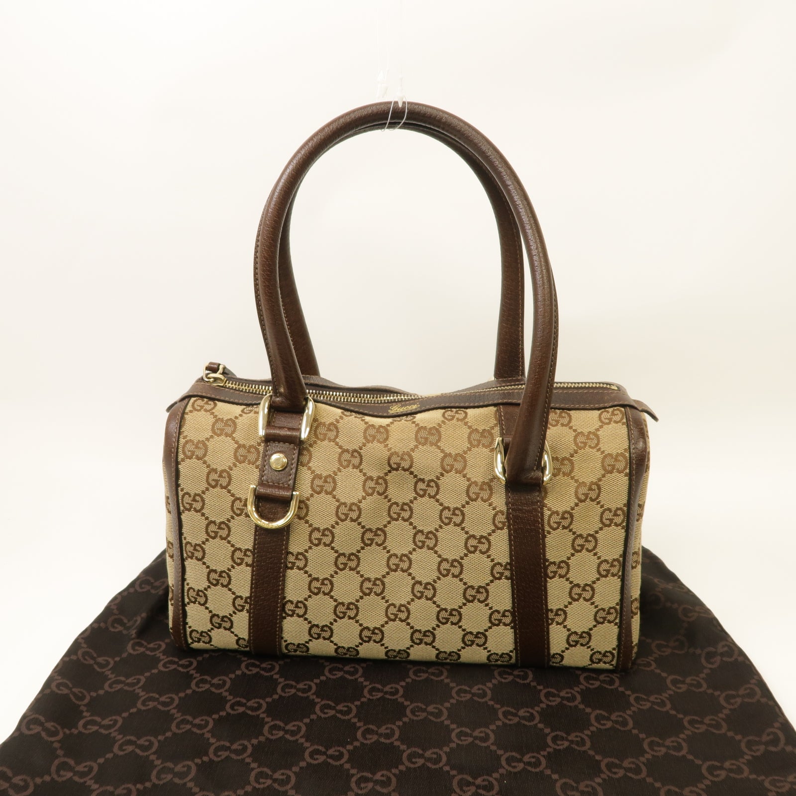 GUCCI 帆布Hand Bag手挽袋銀扣手挽袋啡色