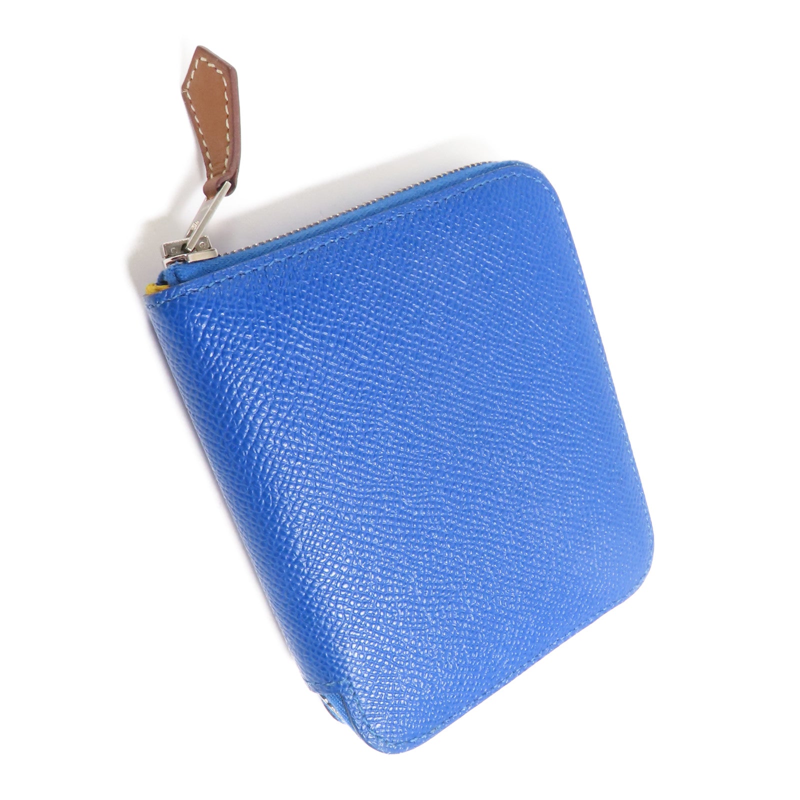 HERMES Epsom皮革Silk Wallet銀扣錢包Bleu Electrique