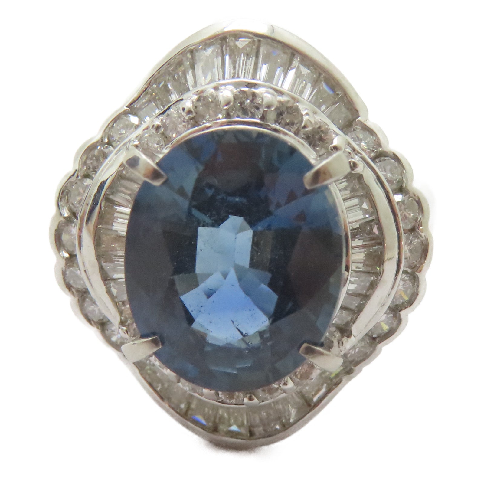 JEWELRY PT900鉑金Topaz Ring 5.41ct拓帕石/1.35ct鑚石戒指US#7