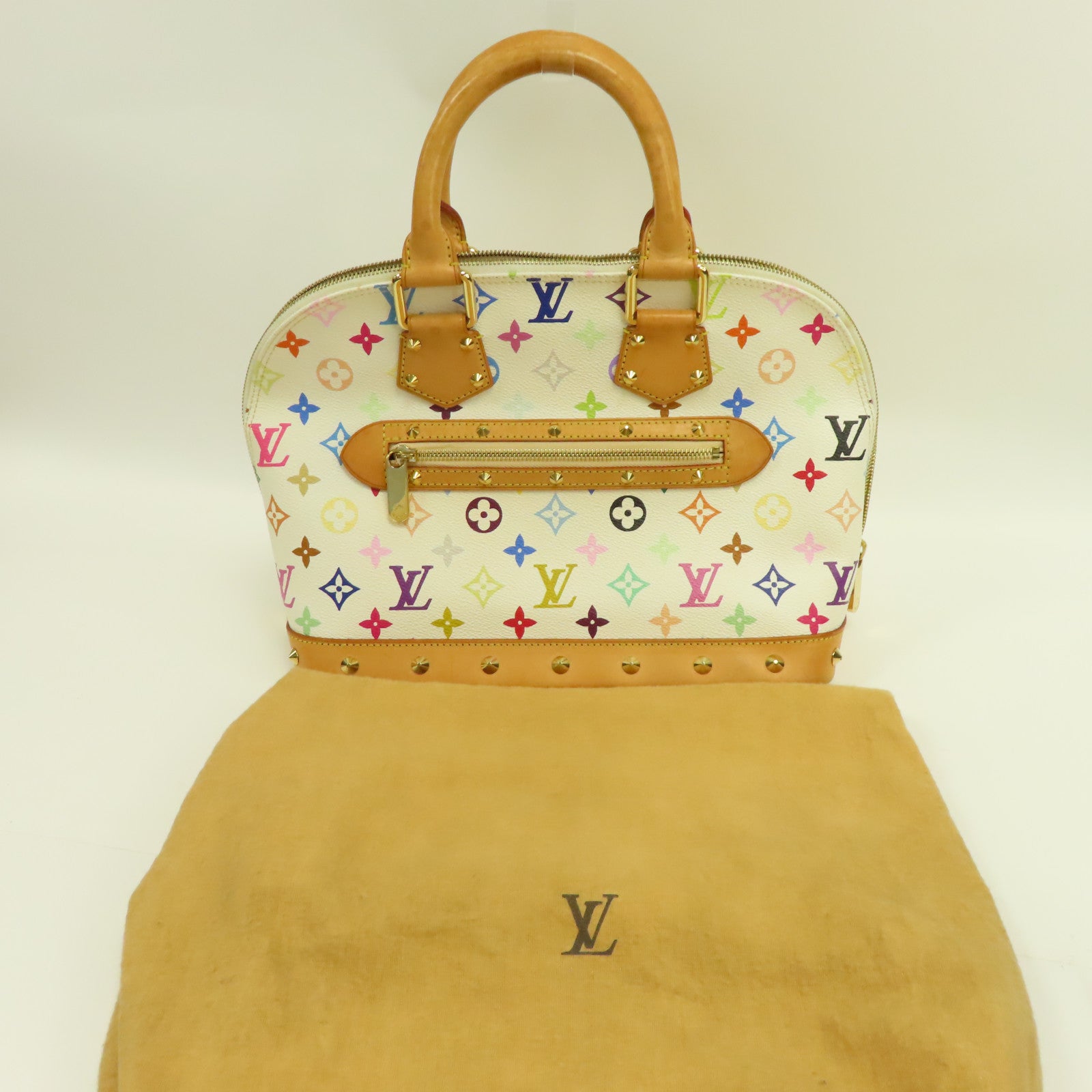 LOUIS VUITTON Monogram Multicolore Alma金扣手挽袋白色/彩色