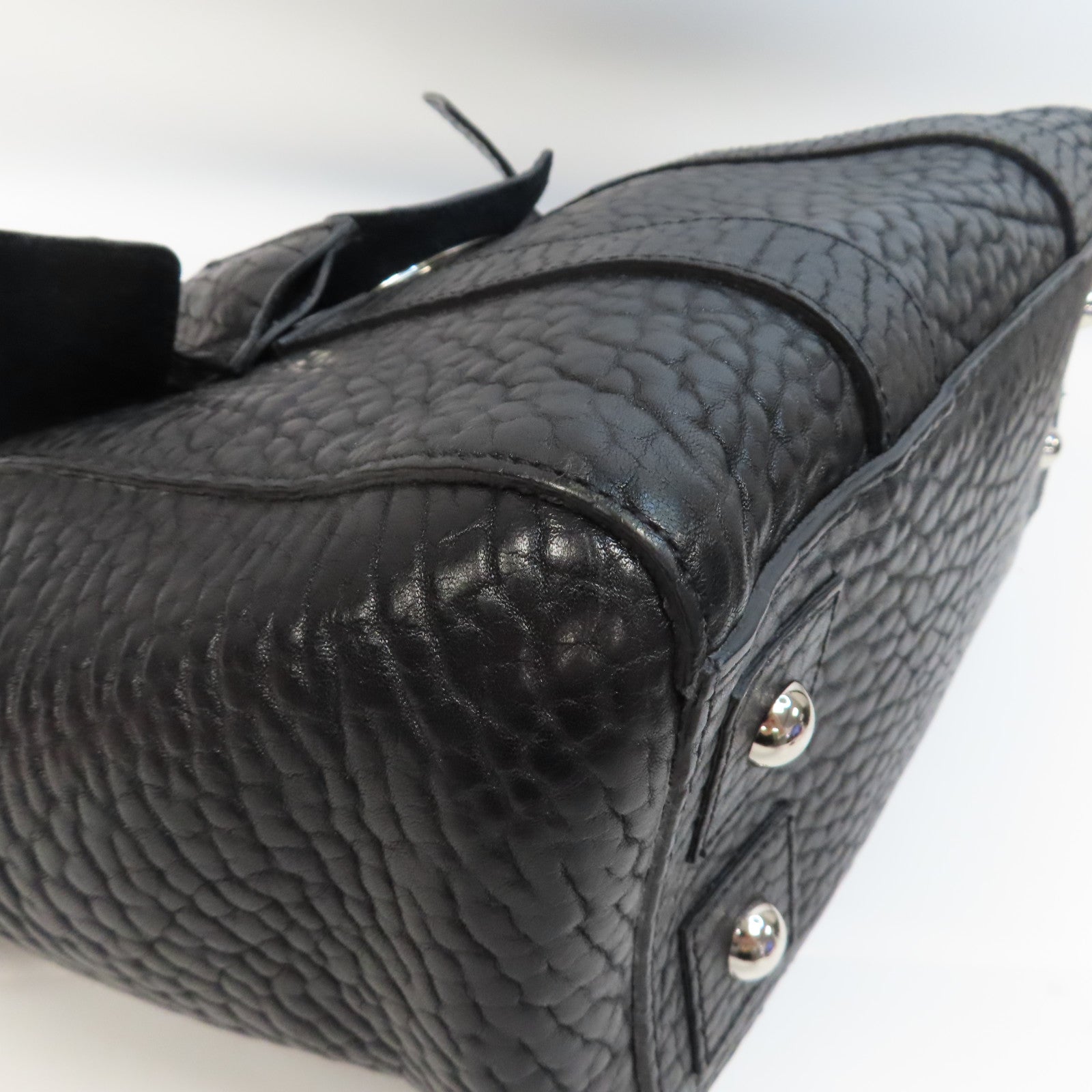 MULBERRY 【激減優惠】牛皮皮革Icon Bag銀扣手挽袋黑色