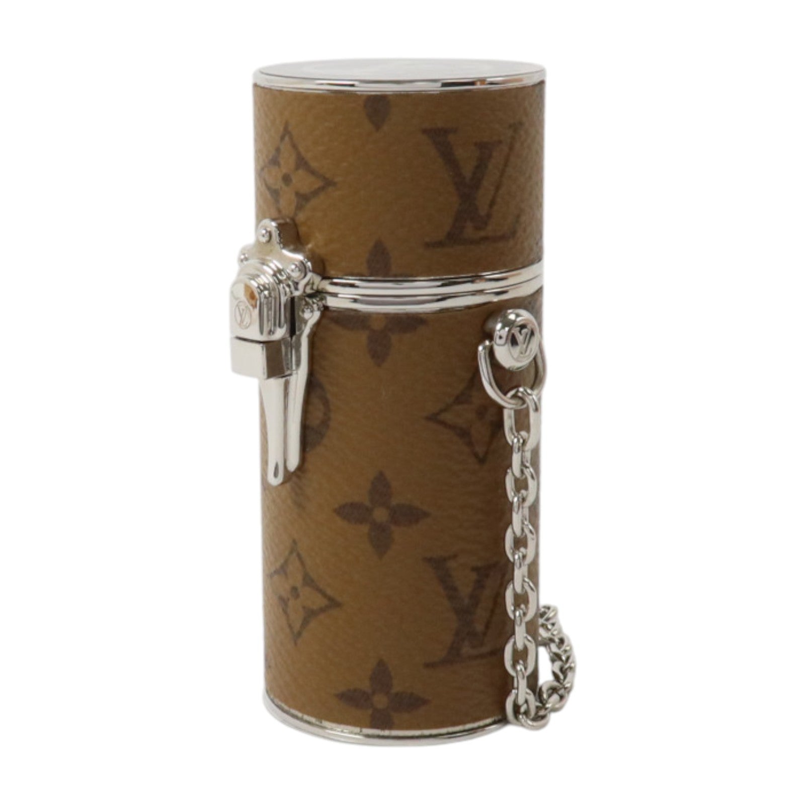 LOUIS VUITTON Monogram Reverse Lipstick Case銀扣反面口紅盒化妝掛飾