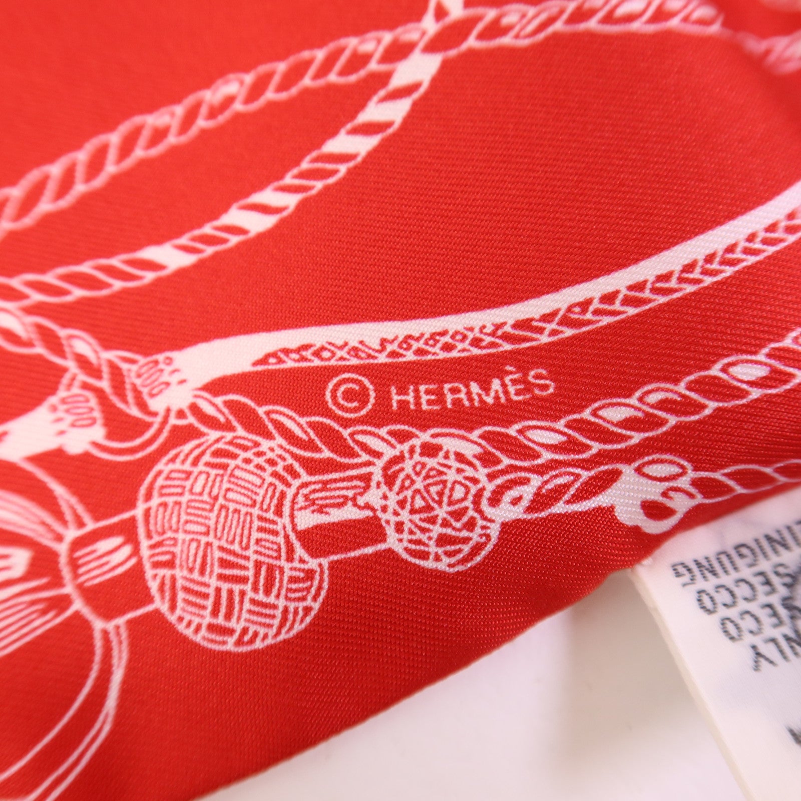 HERMES 絲質Maxi Twilly絲巾White/Red