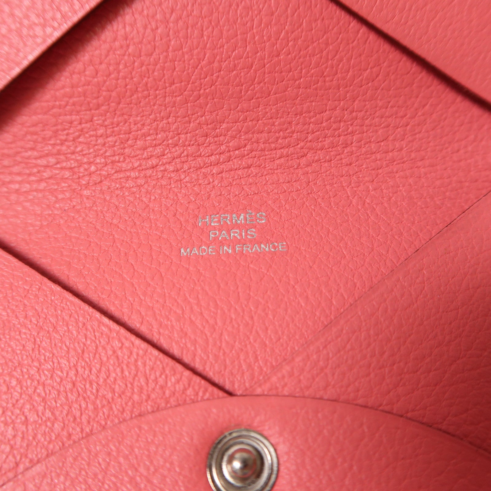 HERMES PHW Calvi Card Holder Evercolor Leather Rose Lipstick