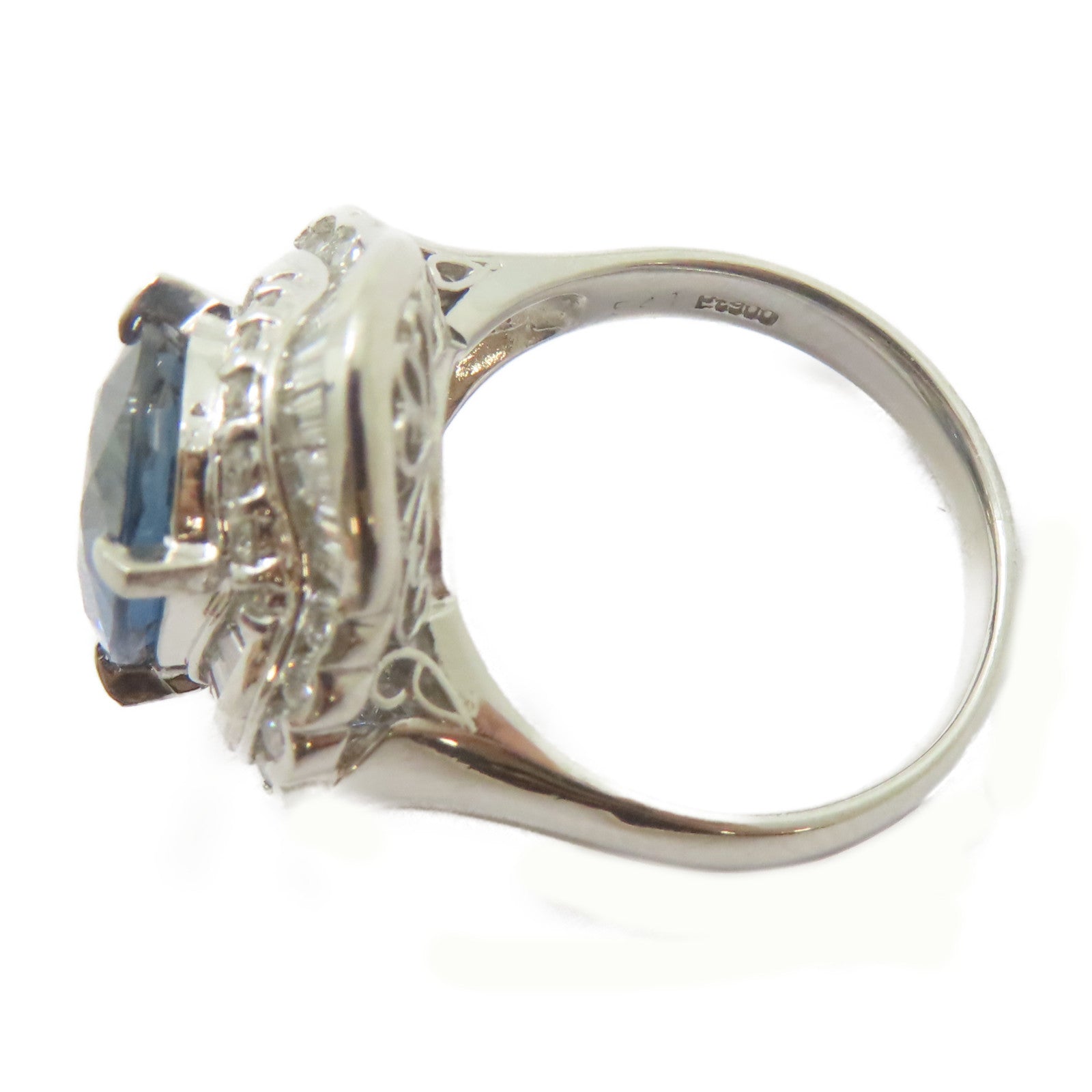 JEWELRY PT900鉑金Topaz Ring 5.41ct拓帕石/1.35ct鑚石戒指US#7