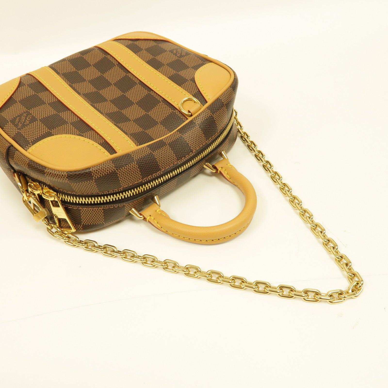 LOUIS VUITTON Damier Valisette Souple BB金扣手挽肩背兩用袋啡色