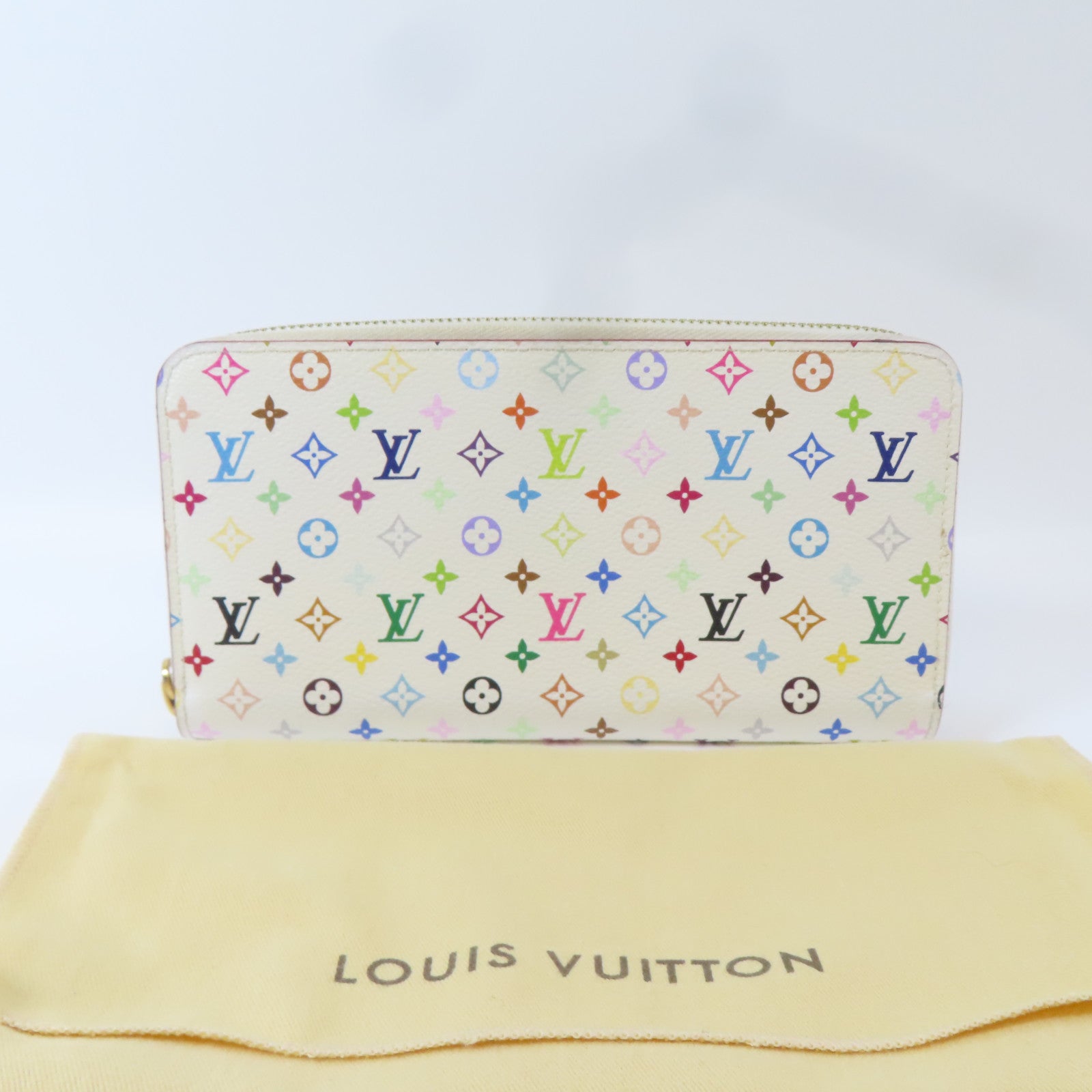 LOUIS VUITTON Monogram Multicolore Zipper Long Wallet金扣長錢包白色