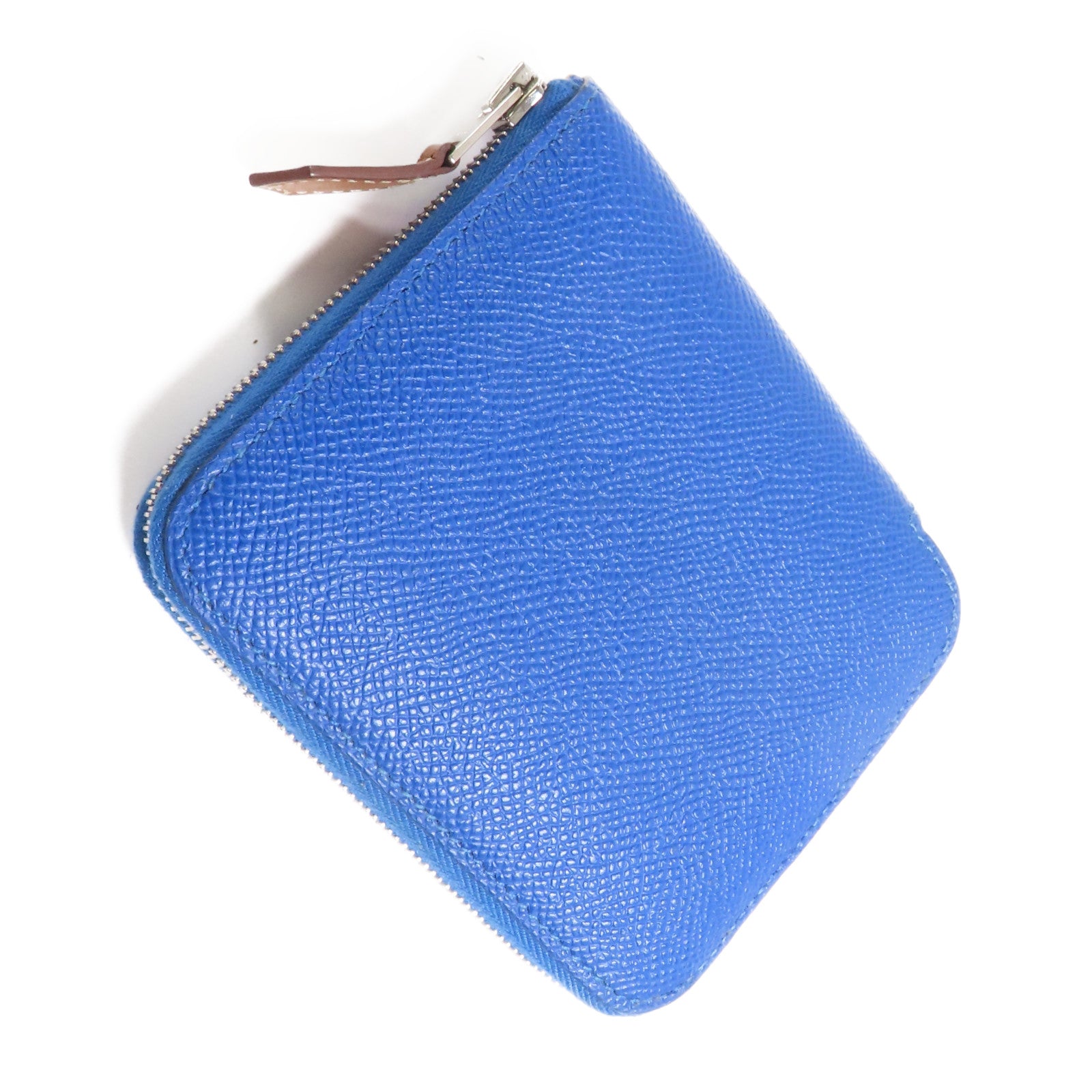 HERMES Epsom皮革Silk Wallet銀扣錢包Bleu Electrique