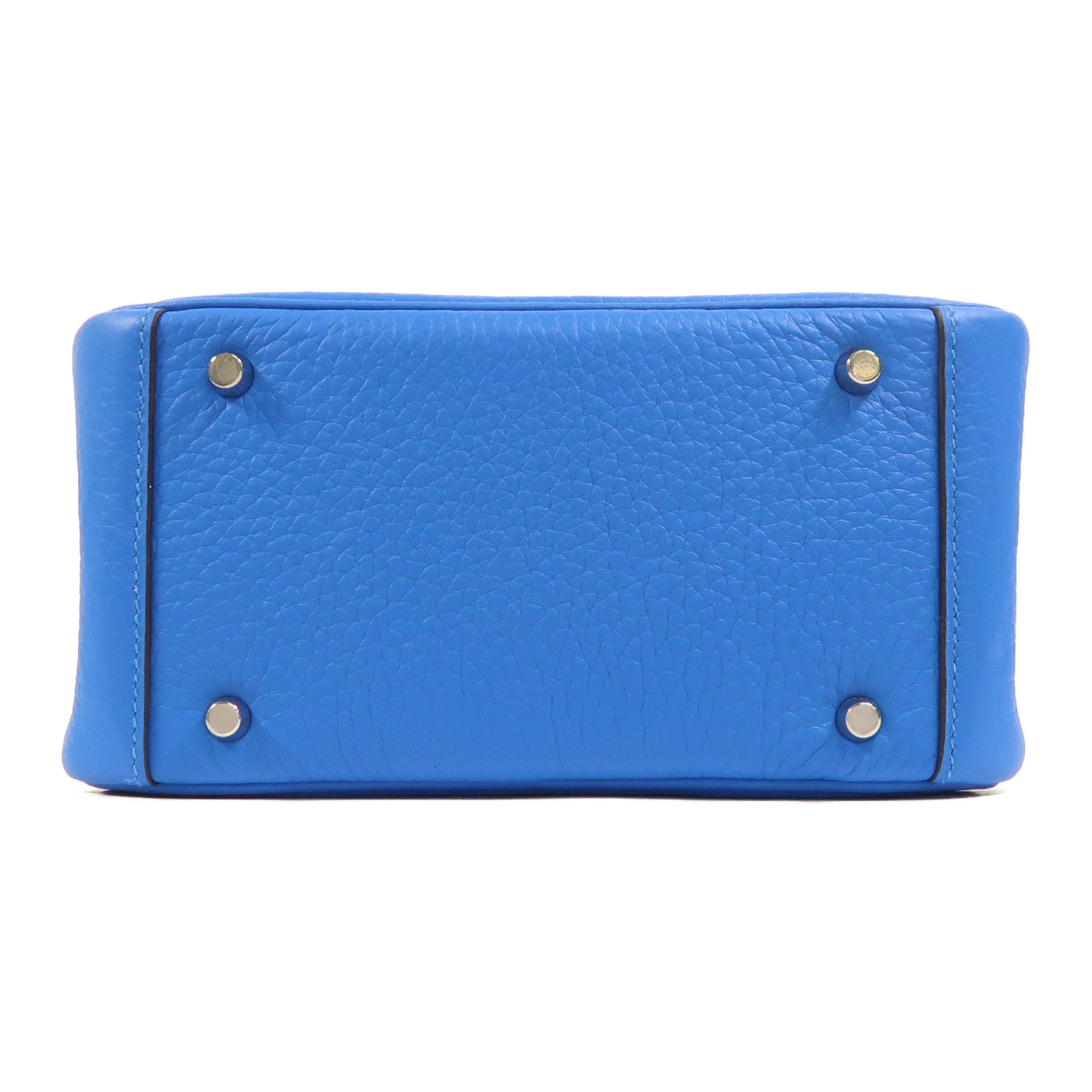 HERMES 【激減優惠】Clemence皮革Mini Lindy銀扣手挽肩背兩用袋Blue Hydra