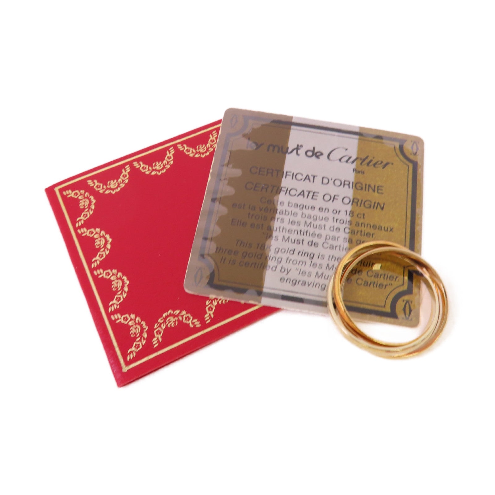 CARTIER 18K黃金/玫瑰金/白金Trinity Ring戒指#60/US#8.75