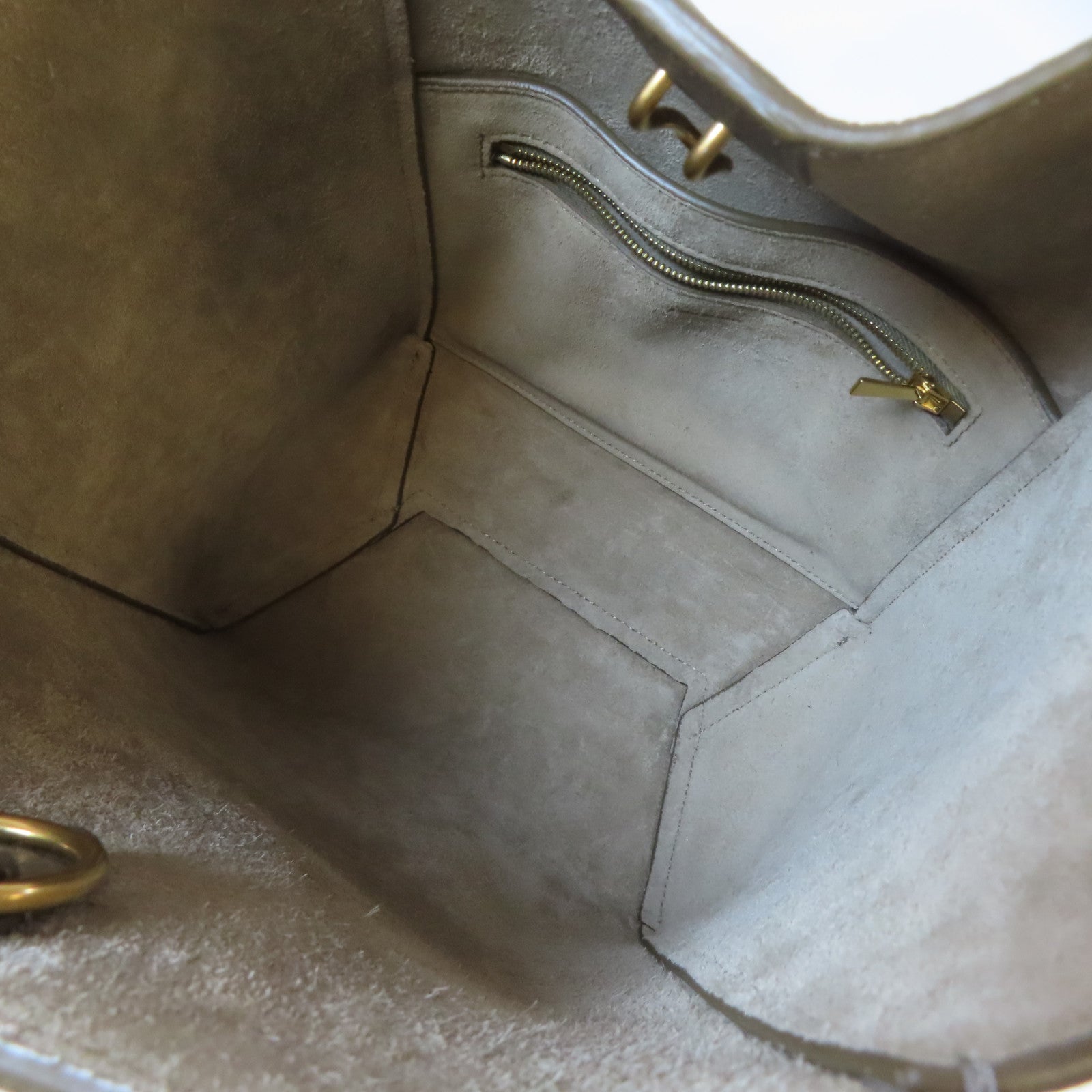 CELINE 【激減優惠】牛皮皮革Sangle Bucket Small金扣肩背袋灰色