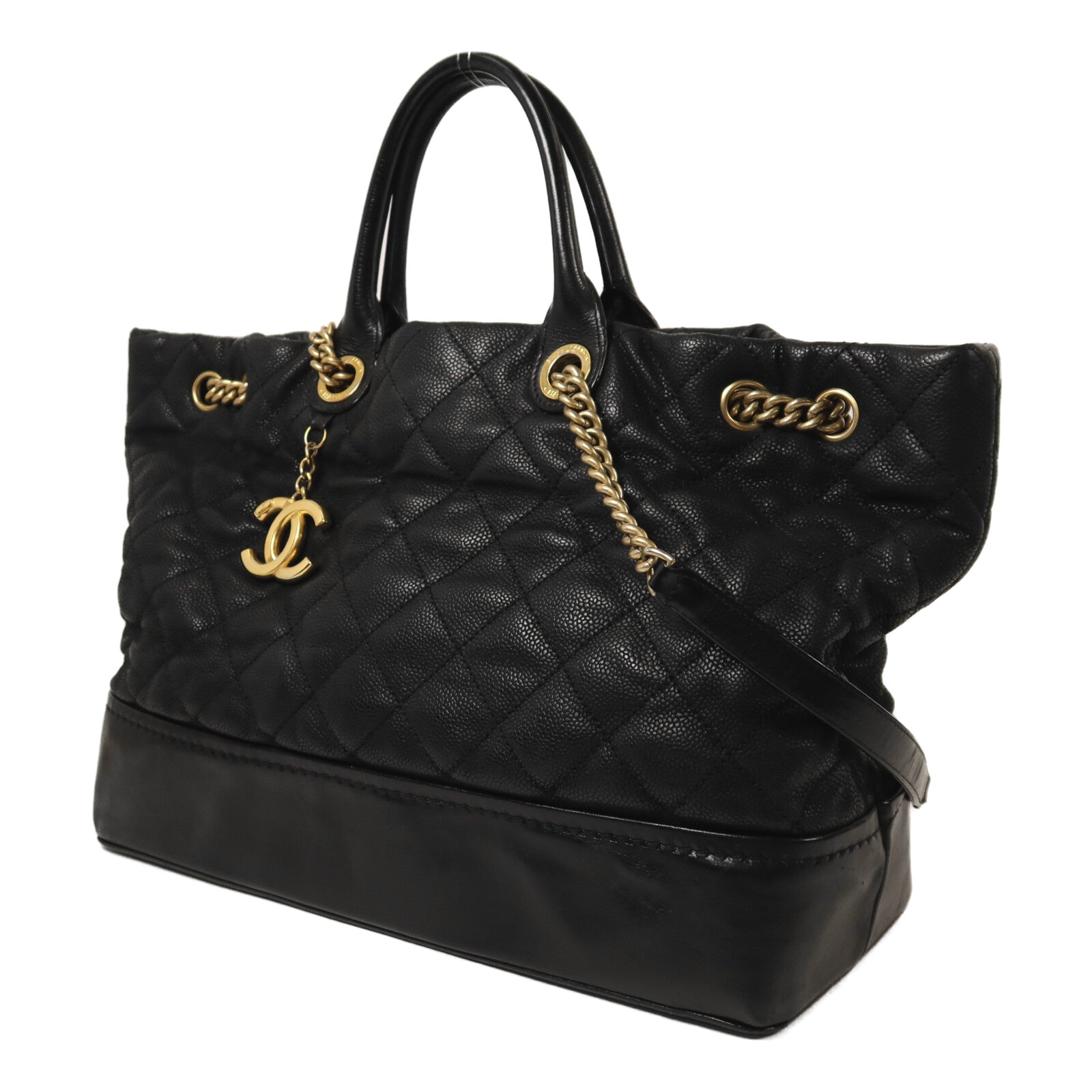 CHANEL 牛皮皮革2 Way Shoulder金扣鏈帶手挽肩背兩用