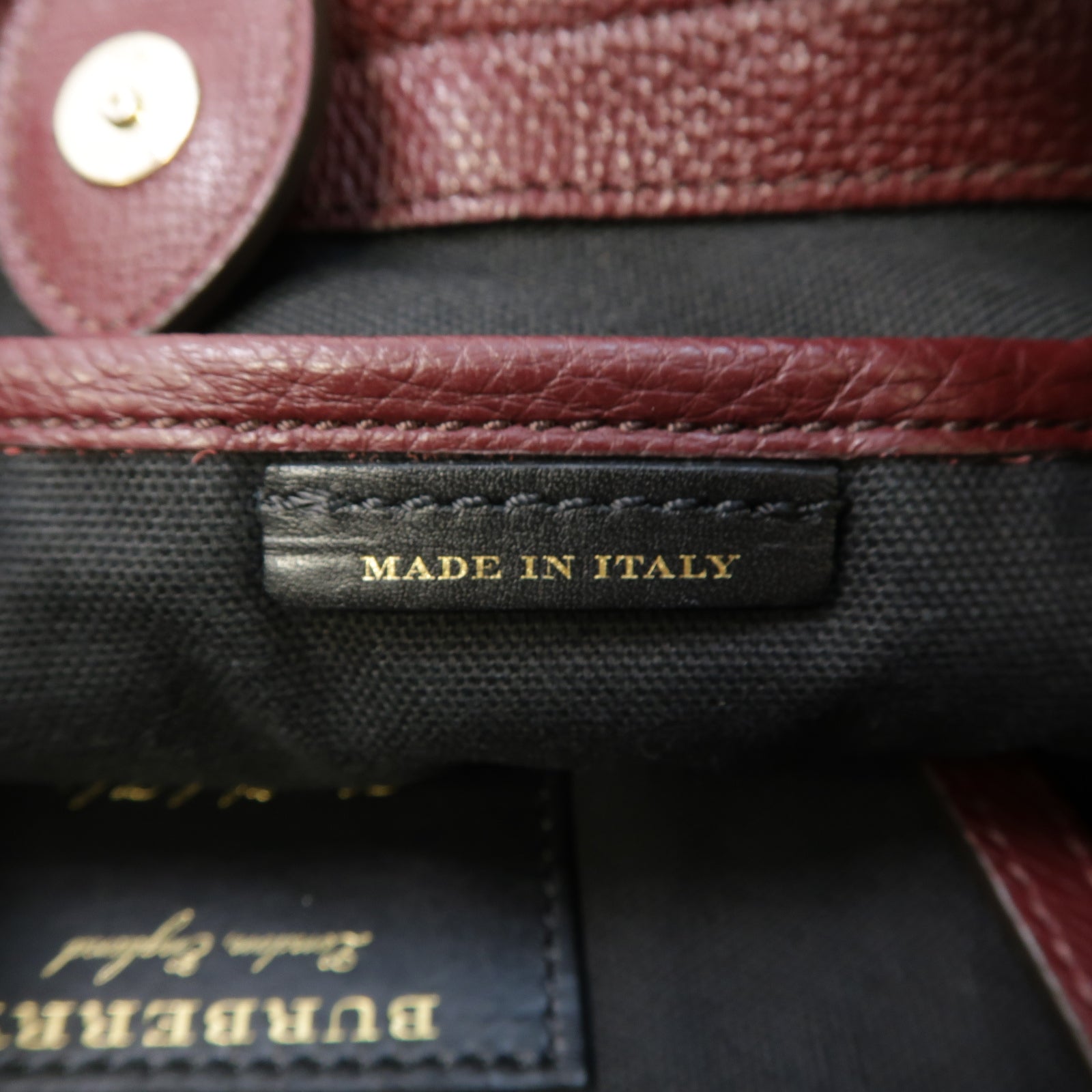 BURBERRY 牛皮皮革Shoulder Bag金扣肩背袋酒紅色