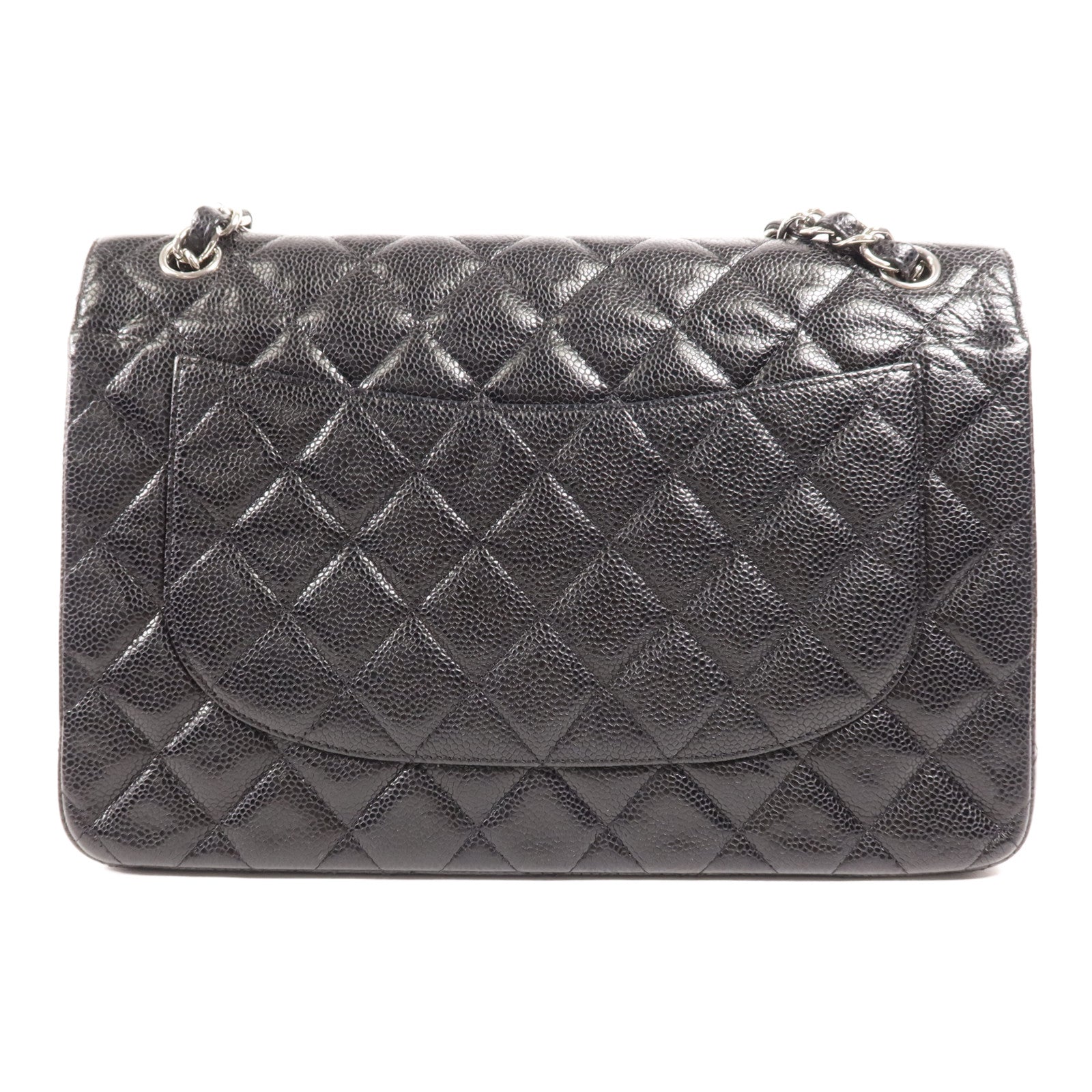 CHANEL 牛皮皮革Large Classic銀扣鏈帶肩背袋