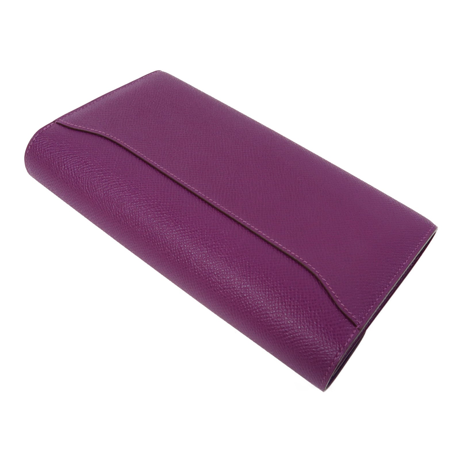HERMES Epsom皮革Constance Wallet銀扣長錢包Anemone海葵紫色