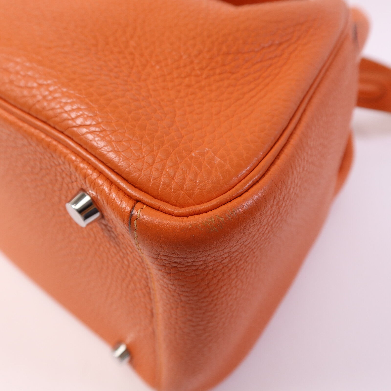 HERMES Clemence皮革Lindy 30銀扣手挽肩背兩用袋Orange