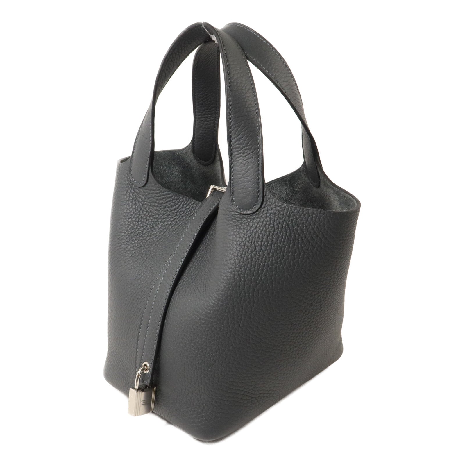 HERMES Clemence皮革Picotin PM手挽袋Gris Misty